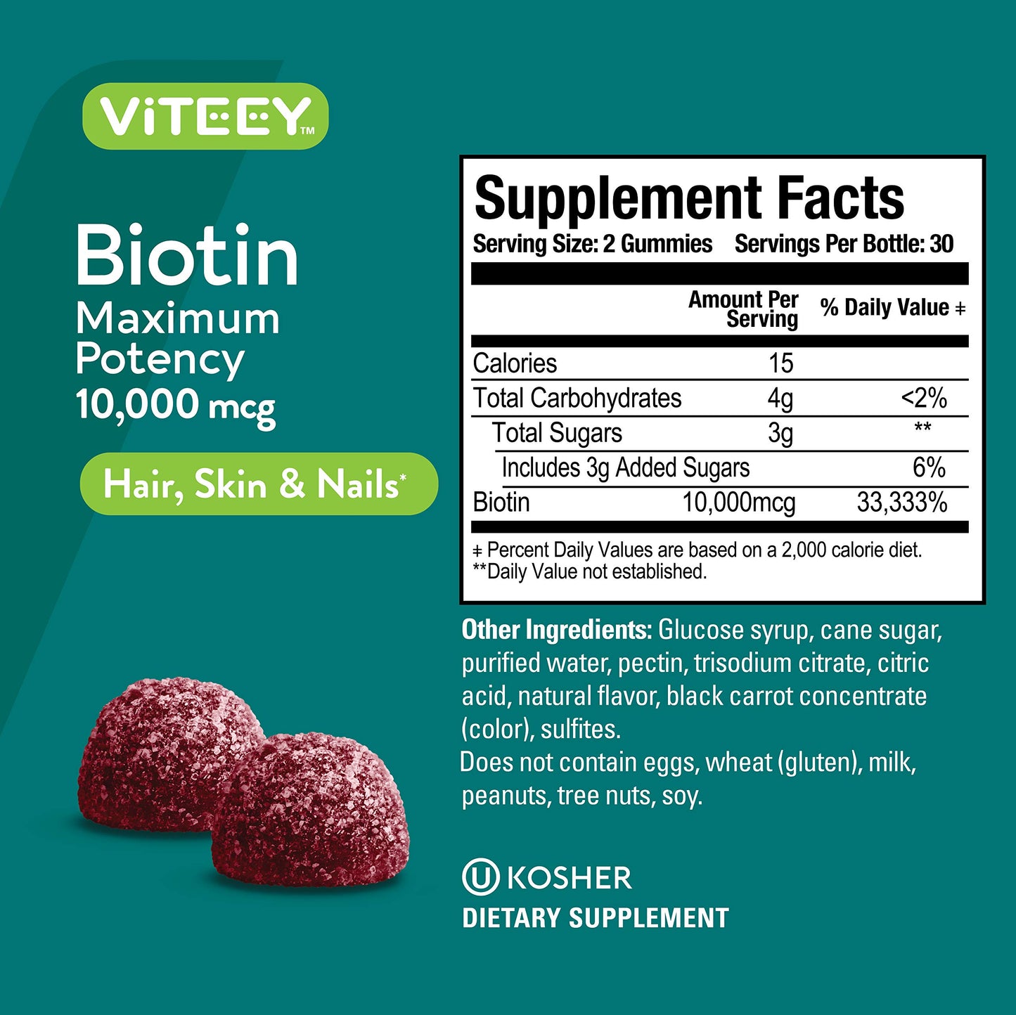 Viteey Biotin Gummies 120 Count