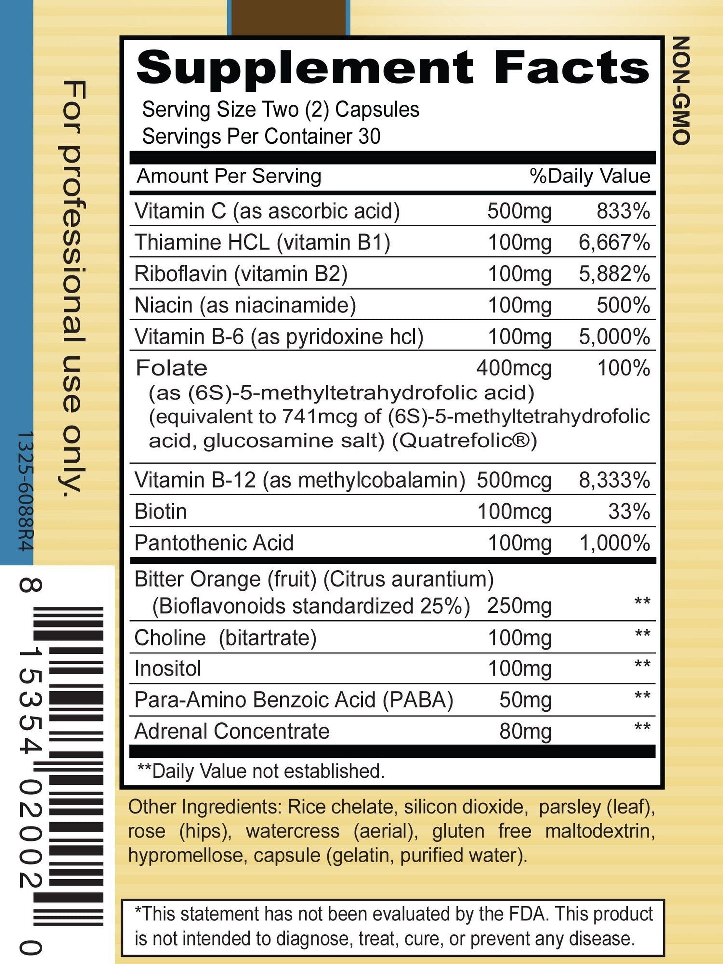 Priority One Stress B & C B Complex with Whole Gland Adrenal Capsules, 60 Count