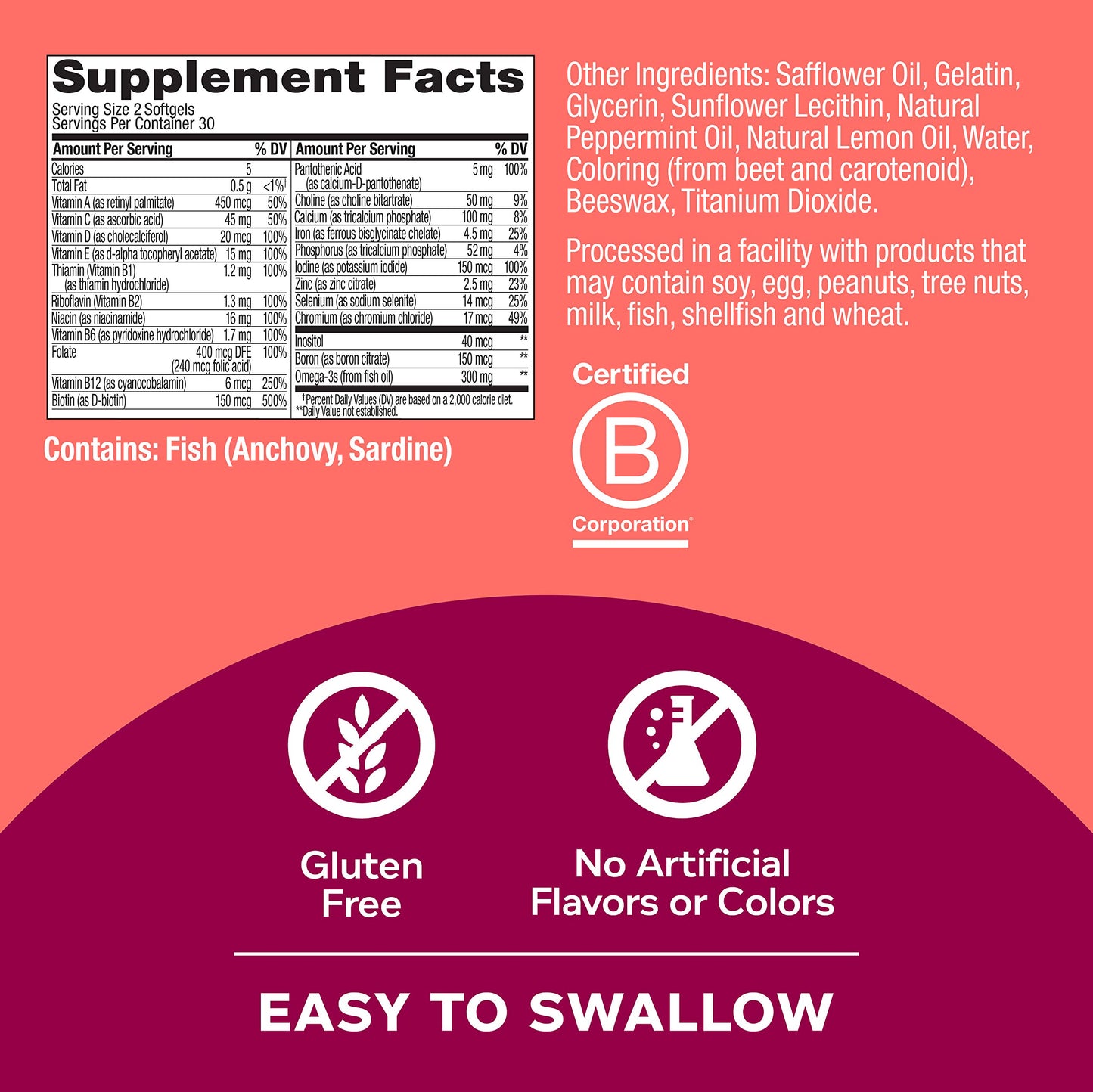 OLLY Ultra Women's Multi Softgels & Probiotic + Prebiotic Gummy, 30 Count