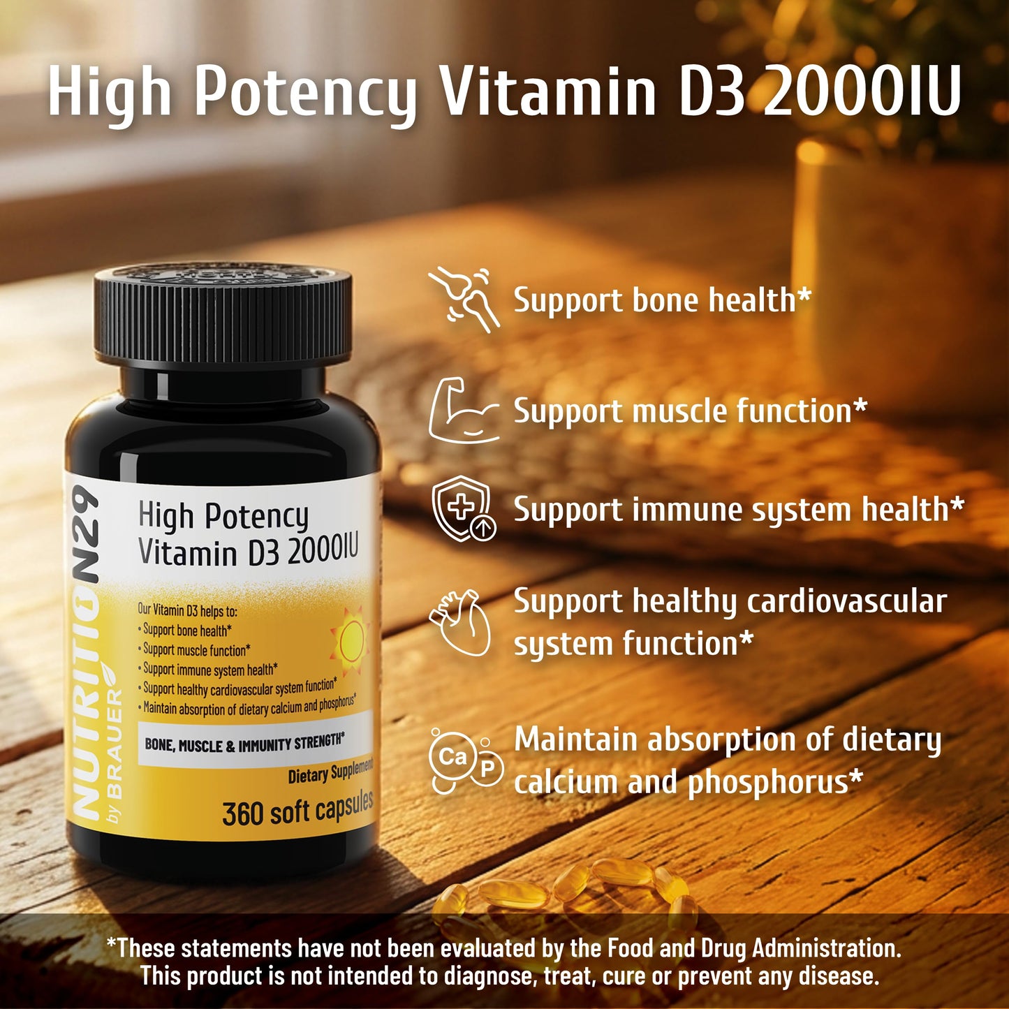 NUTRITION29 Vitamin D3 2000 IU (50 mcg) Softgels, 360 Softgels