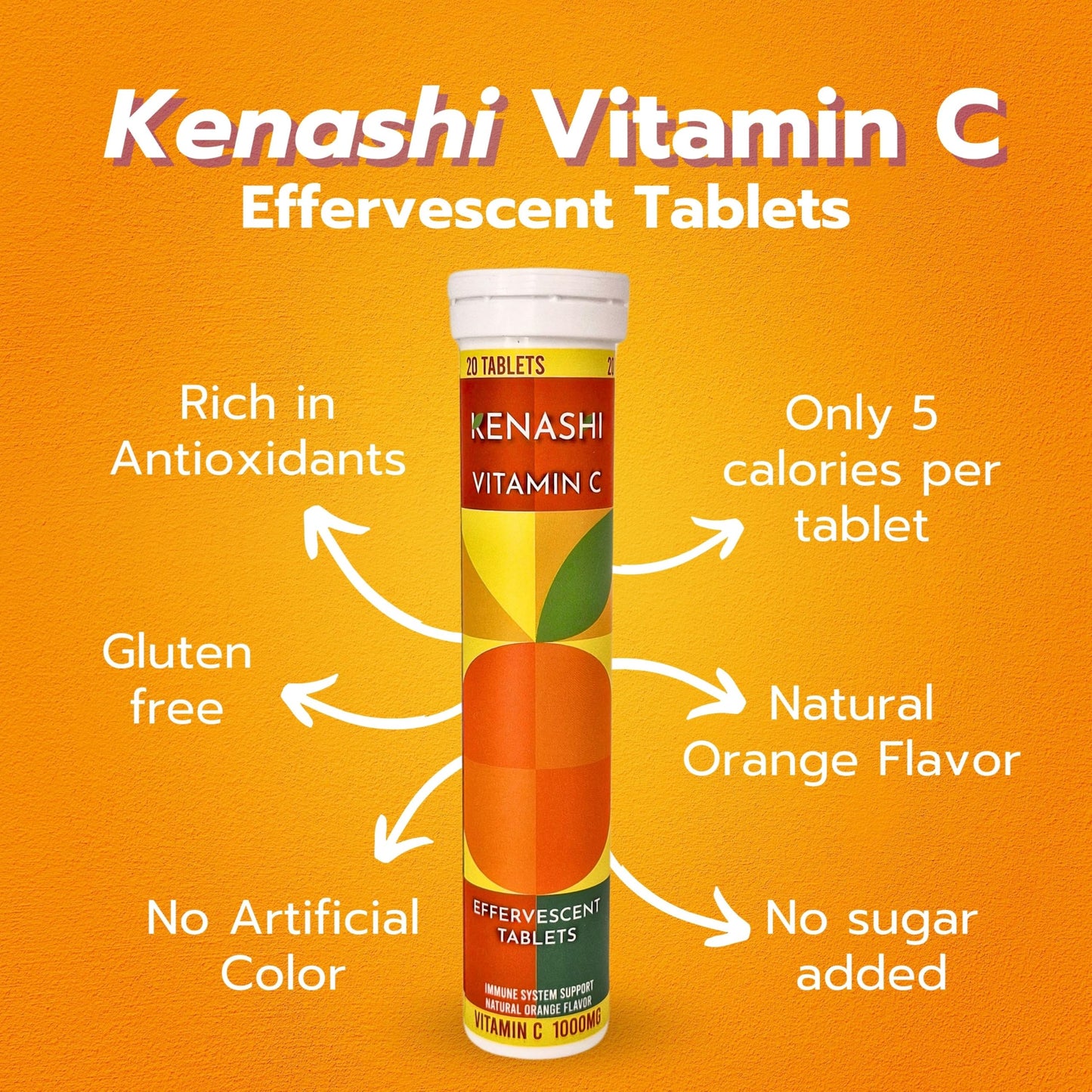 Kenashi Vitamin C Tablets 1000mg, 3-Pack