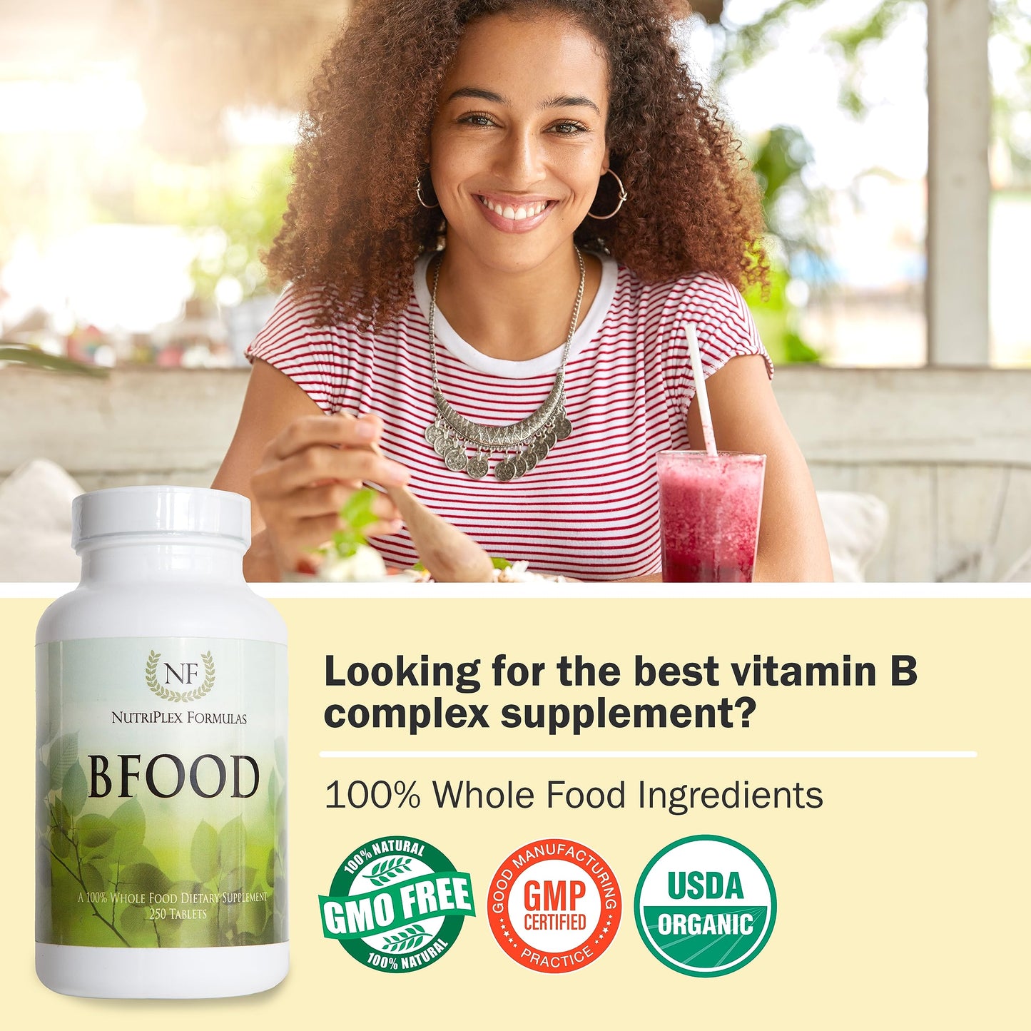 NutriPlex Formulas BFood Whole Food Vitamin B Complex Tablet, 250 Tablets