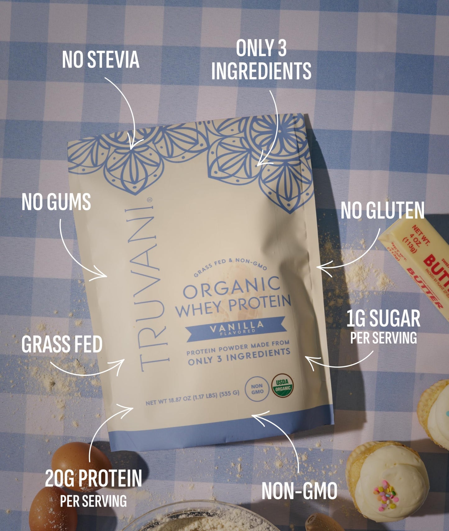 Truvani Organic Whey Protein Powder Vanilla 0.94 oz