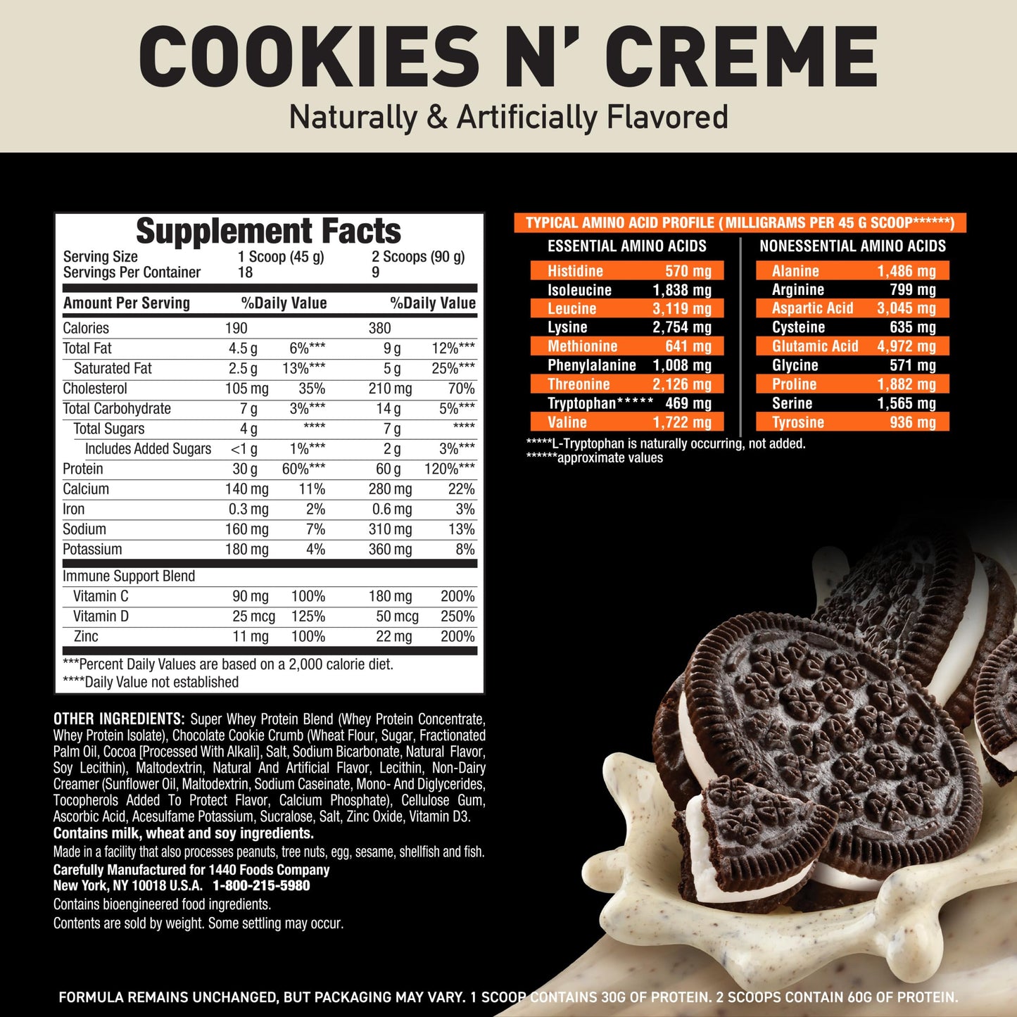 Body Fortress Super Advanced Whey Protein Powder Cookies N’ Creme, 28.4 oz