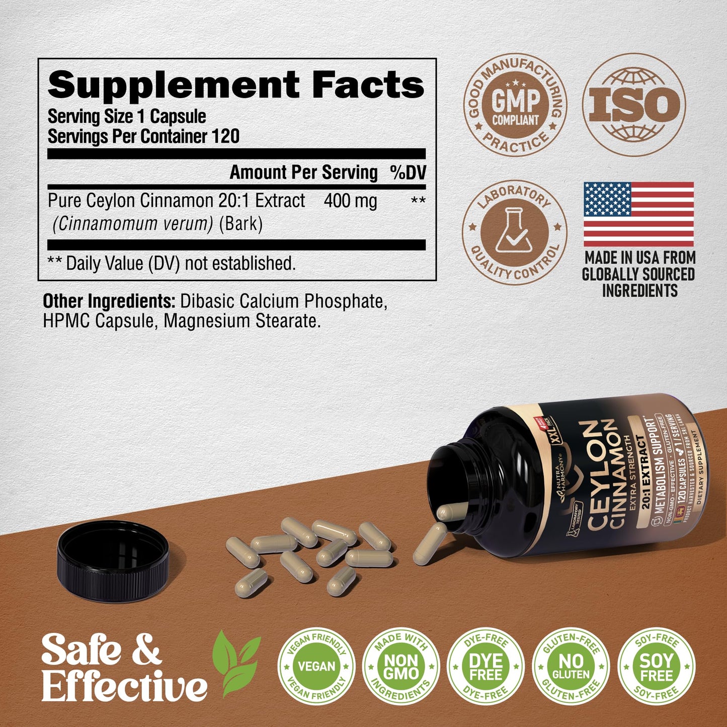 NUTRAHARMONY Ceylon Cinnamon 120 Capsules