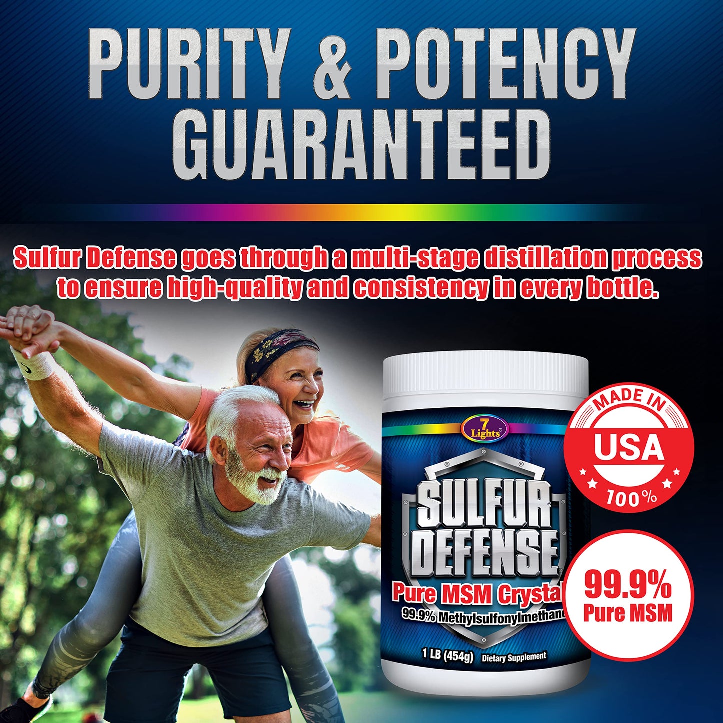7 Lights Sulfur Defense Opti-MSM 99.9% Pure MSM Powder 48