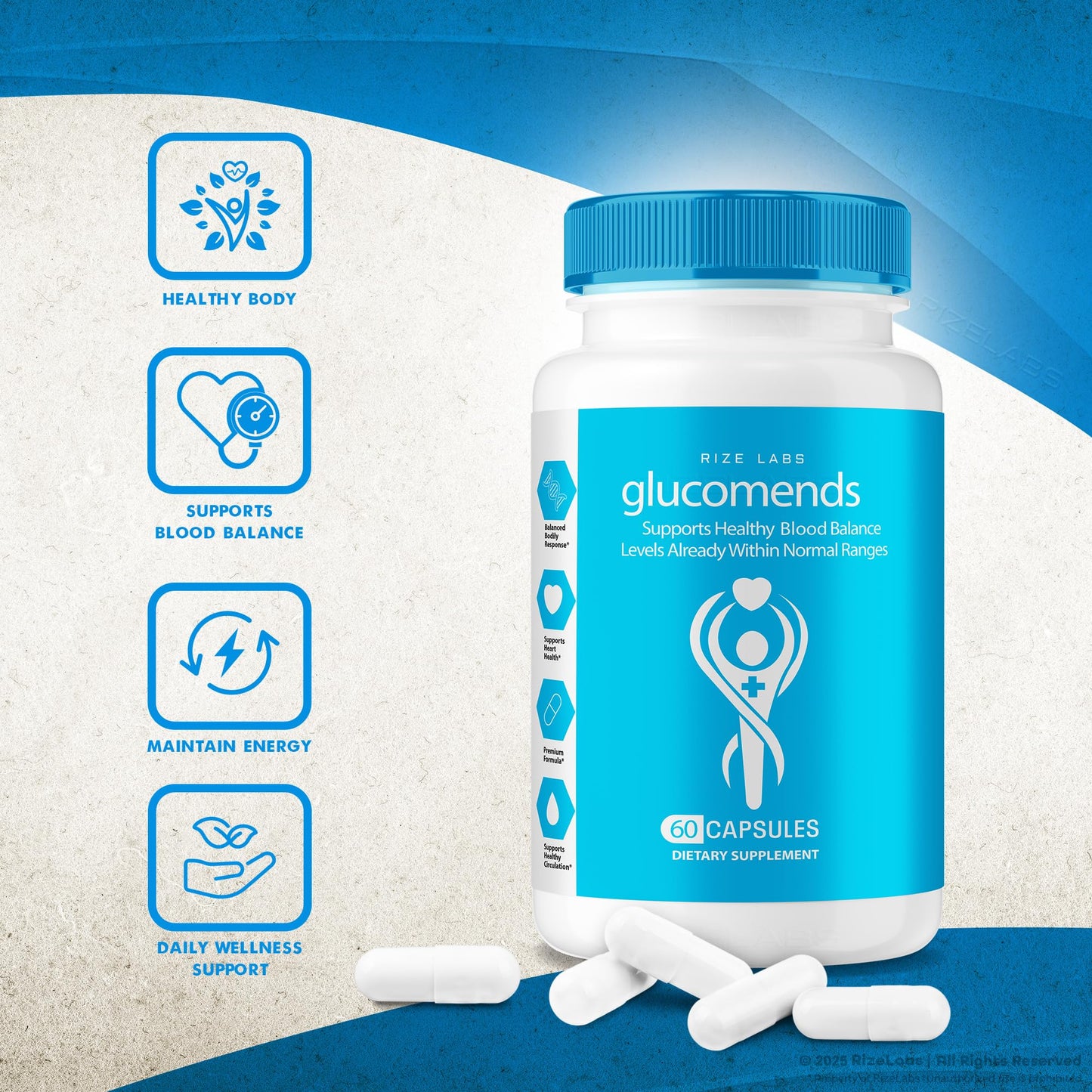 Rize Labs Glucomends Supplement, Advanced Formula, 60 Capsules