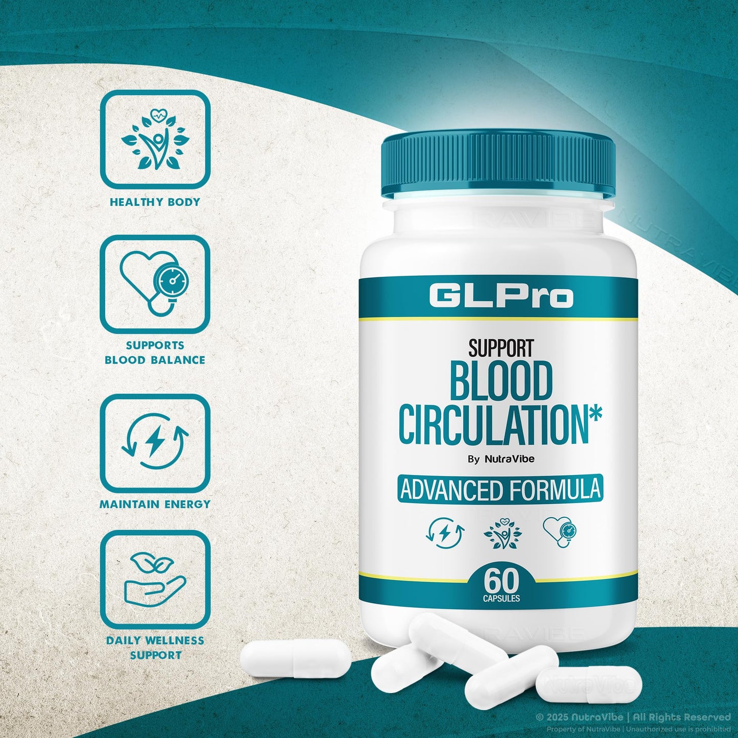 NutraVibe GLPro Blood Balance Formula, 180 Capsules