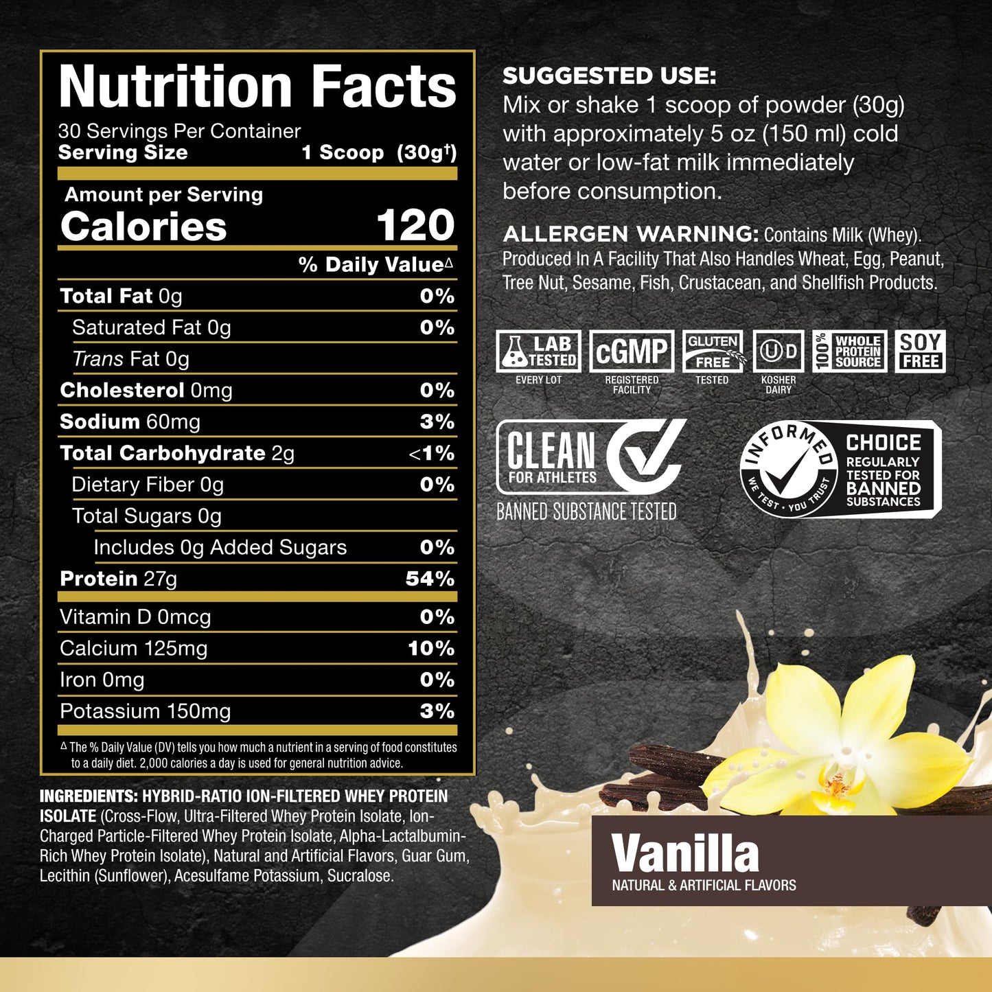 ALLMAX ISOFLEX Whey Protein Isolate Powder, Vanilla, 32 Servings