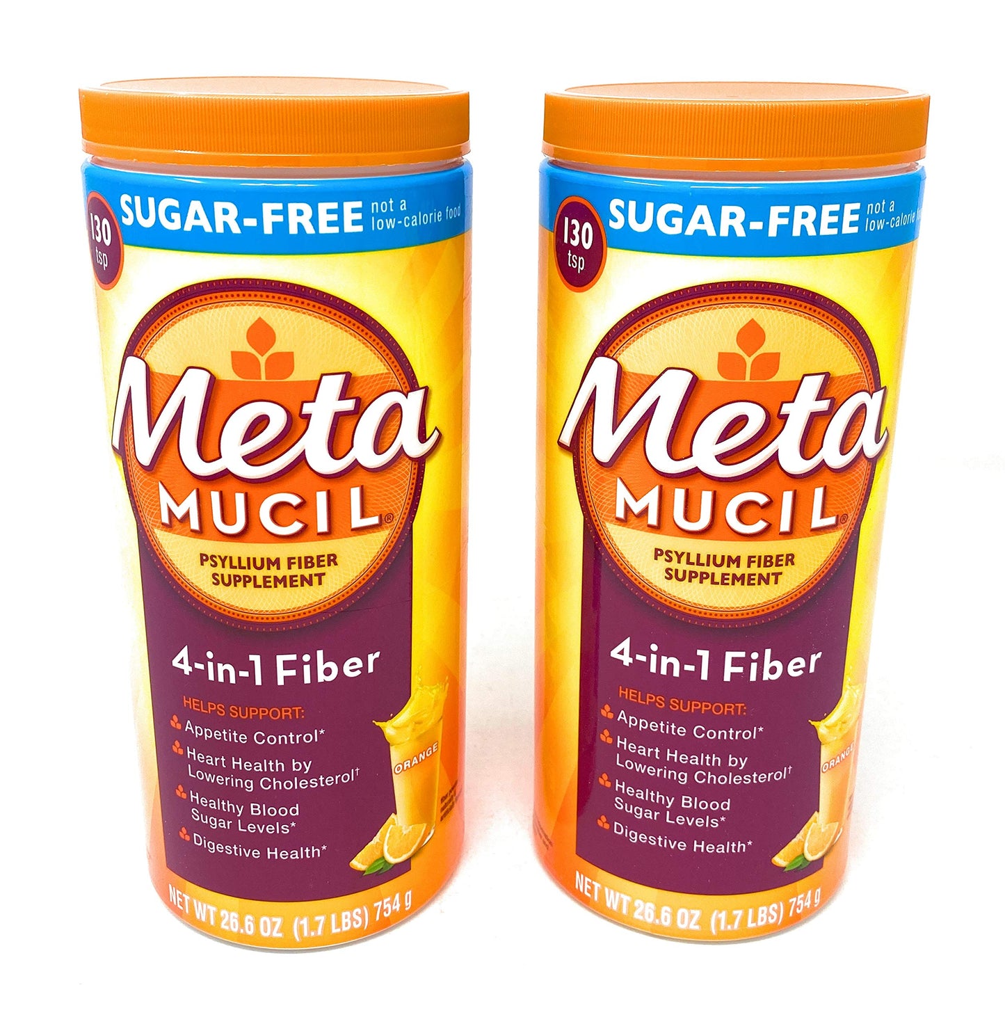 Metamucil Sugar Free Fiber Supplement, Orange Smooth Powder 53.2 Ounces