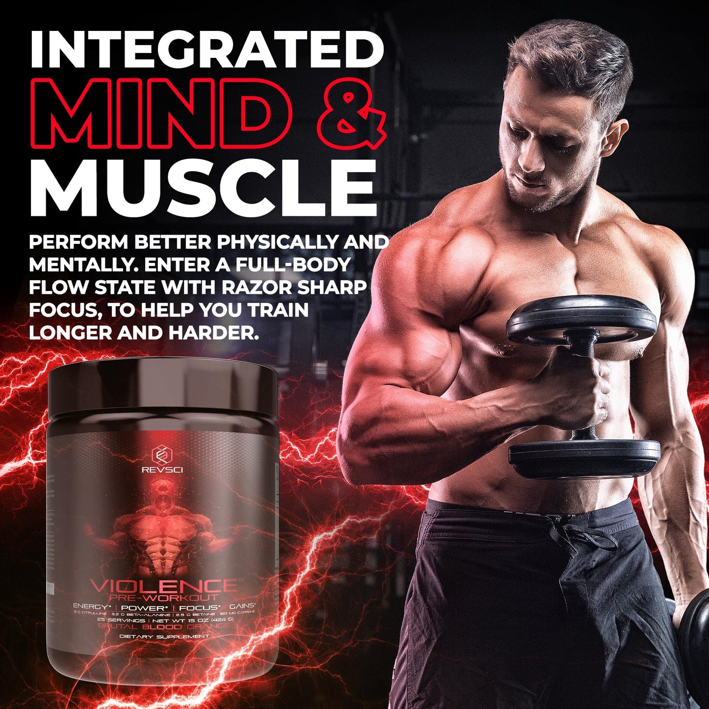 Revolution Science Violence Pre Workout Powder Clinically Dosed Powder 15 Servings