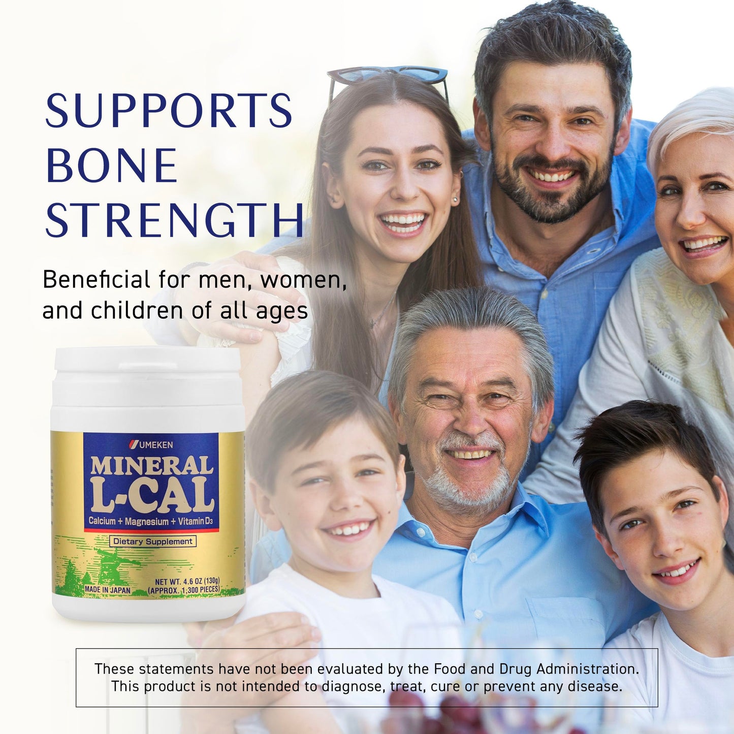Umeken Mineral L-Cal Calcium with Vitamin D3 Tablet, 1 Count