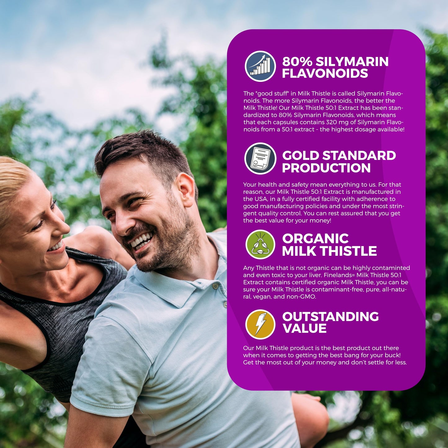FineLand Milk Thistle 50:1 Extract with 80% Silymarin Flavonoids – Liver & Antioxidant Support, 50X Concentrated Seed Extract, 120 Capsules