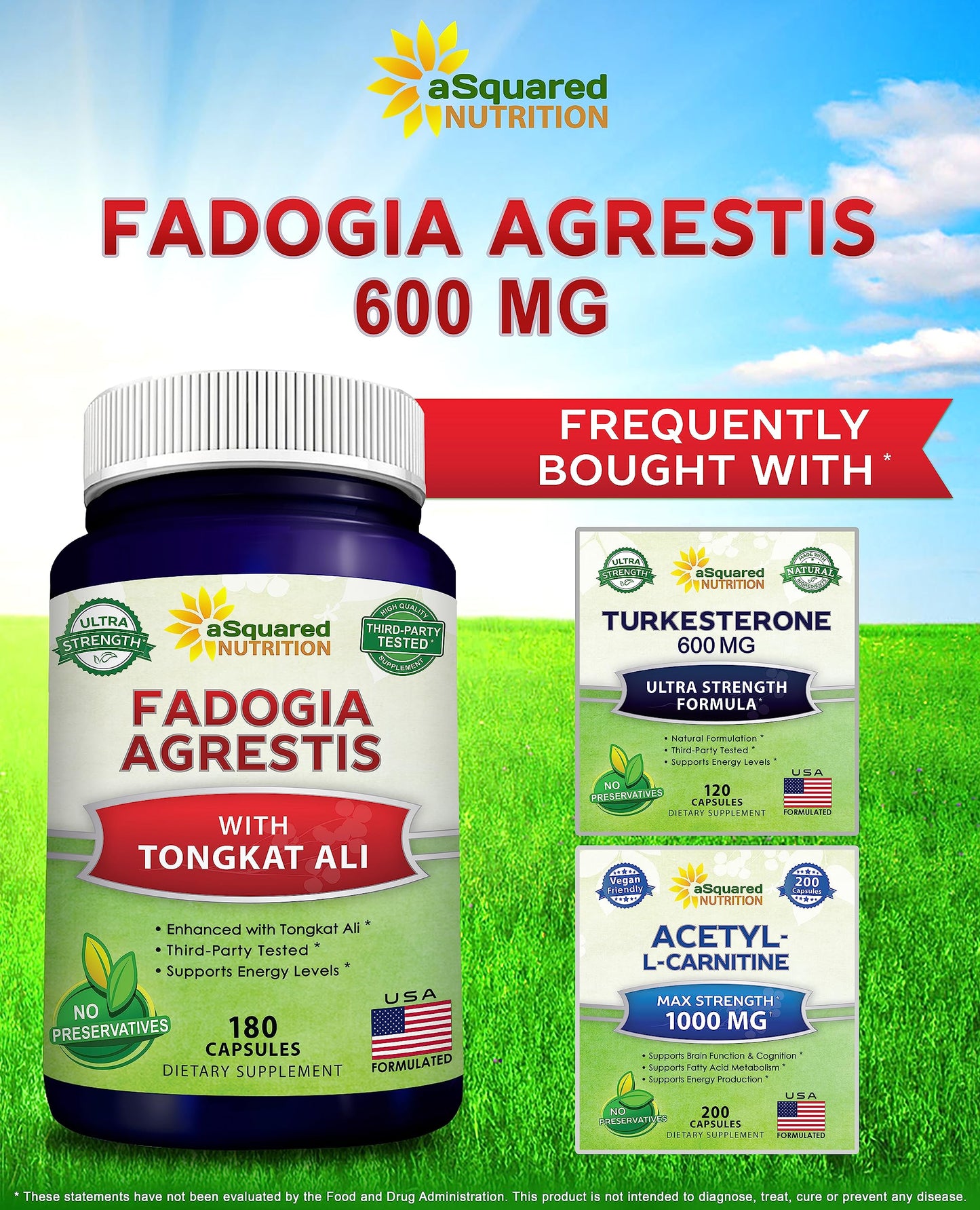 aSquared Nutrition Fadogia Agrestis 600mg and Tongkat Ali 400mg Capsules, 180 Count