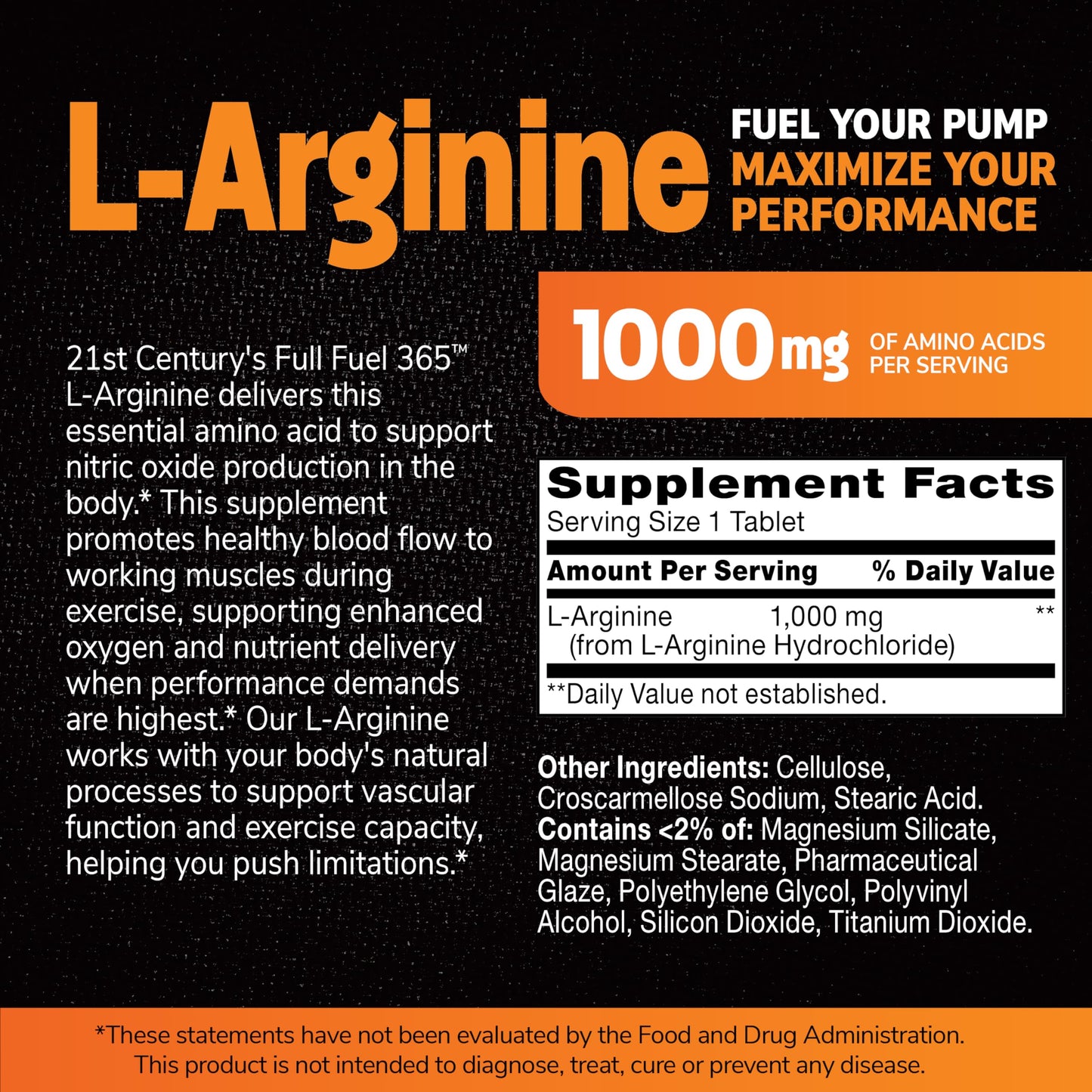 21st Century Full Fuel 365 L-Arginine 1000mg Tablet, 90 Count