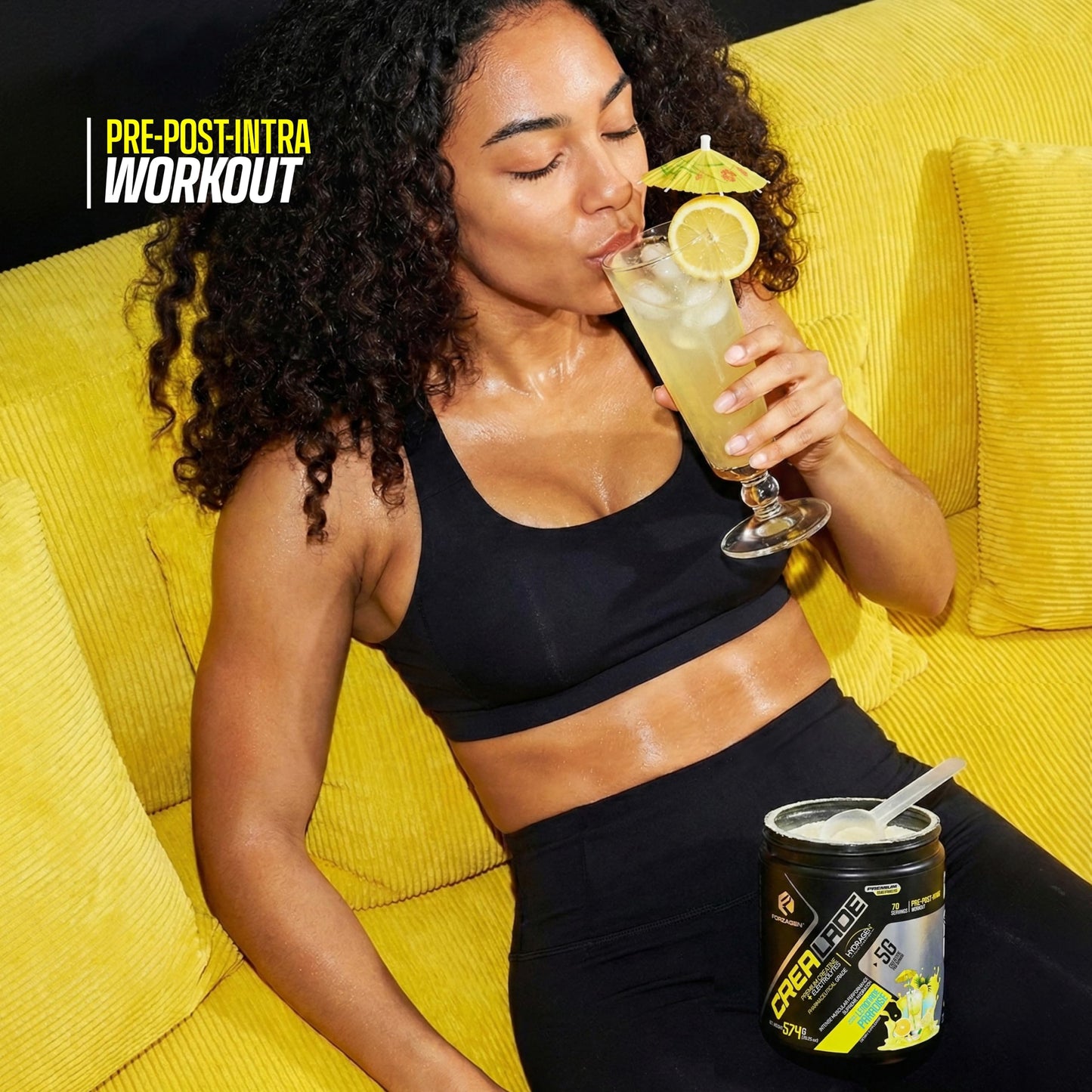 Forzagen CREA-Lade Premium Creatine Monohydrate with Electrolytes Flavored Lemonade Paradise Powder 35 Servings