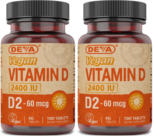 DEVA Vegan Vitamin D2 60 mcg (2400 IU) 180 Tablets