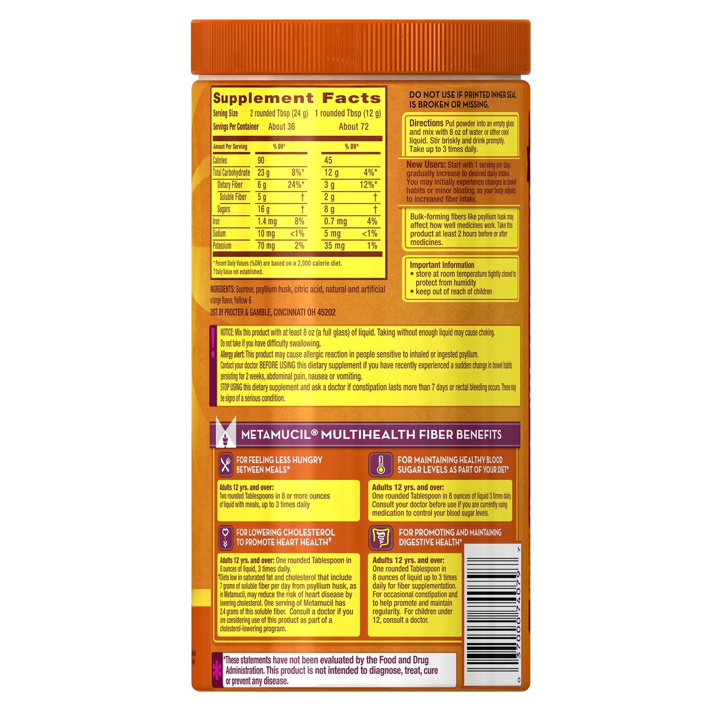 Metamucil Psyllium Fiber Supplement Powder 72 Doses