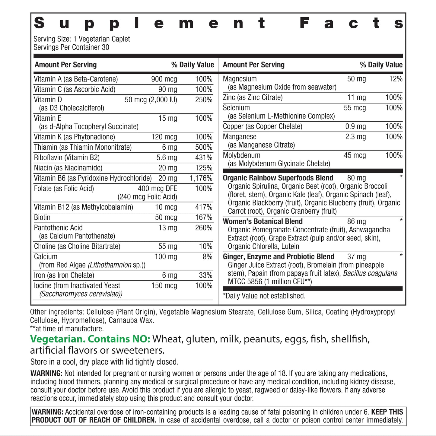 Rainbow Light Womens Multivitamin One+ 30 Tablets