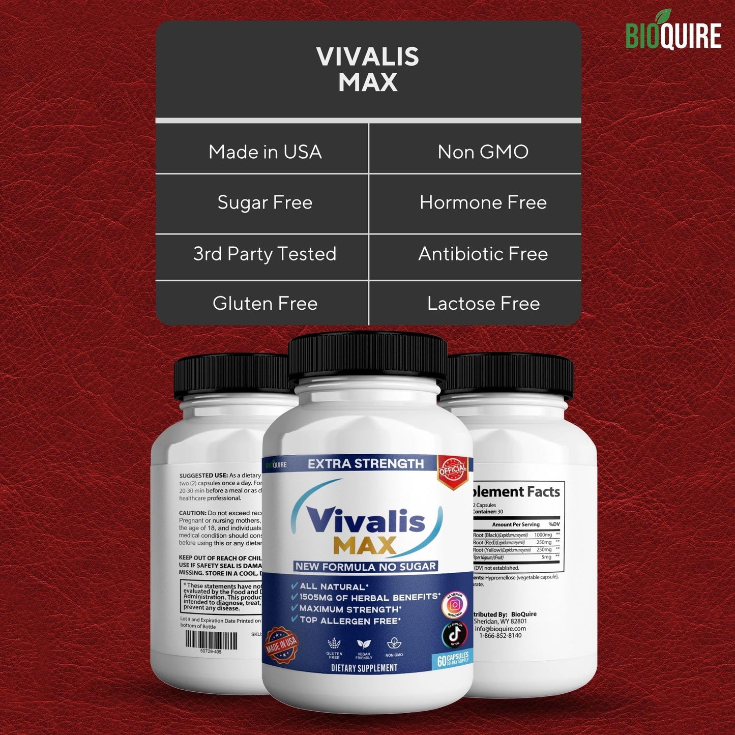 BIOQUIRE Vivalis Max Organic Maca Root Complex 60 Capsules