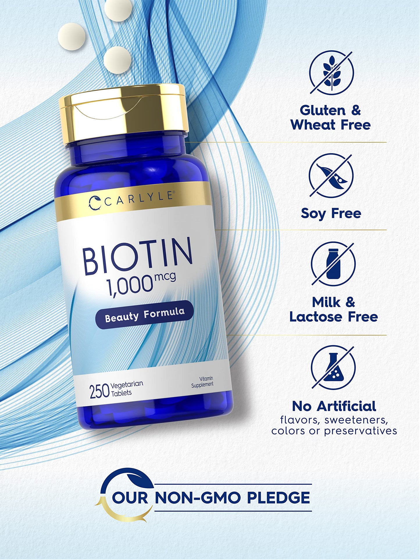 Carlyle Biotin 1000mcg Tablets, 250 Tablets