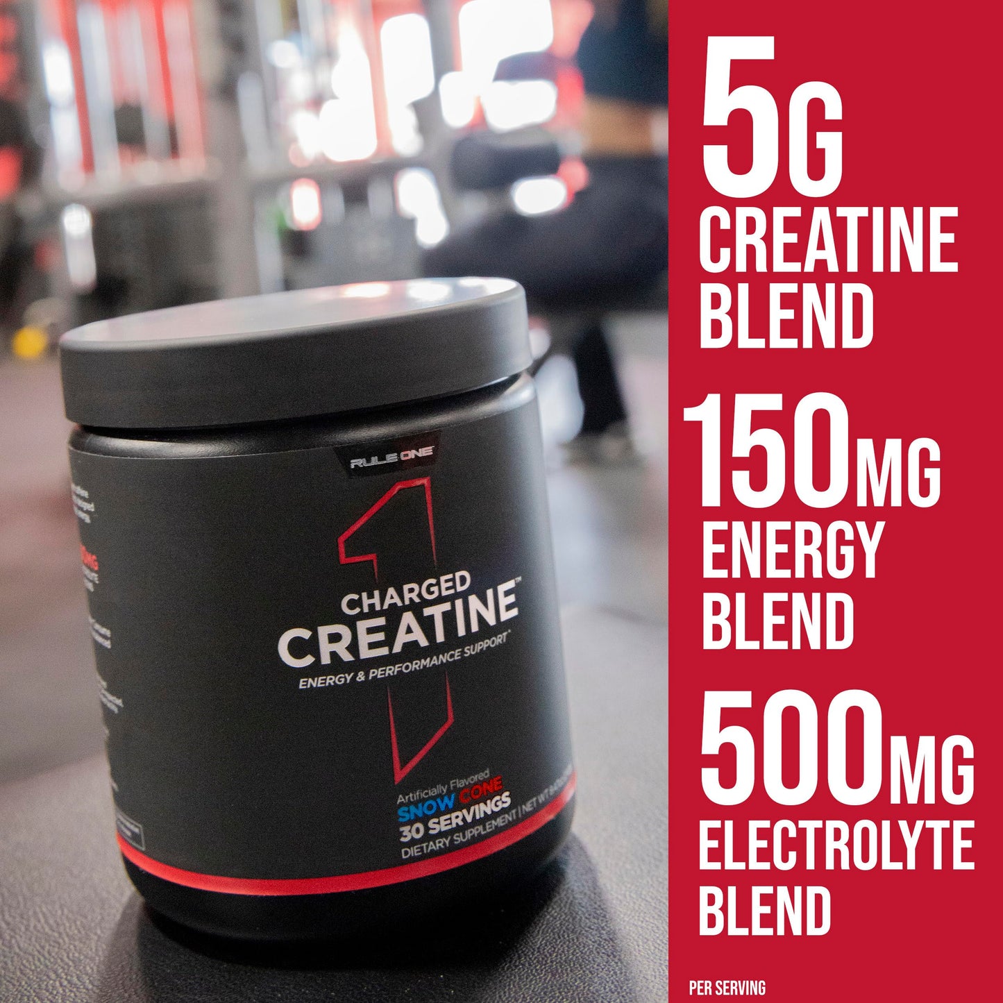 Rule 1 Proteins Charged Creatine Snow Cone Powder 8.74 Ounce