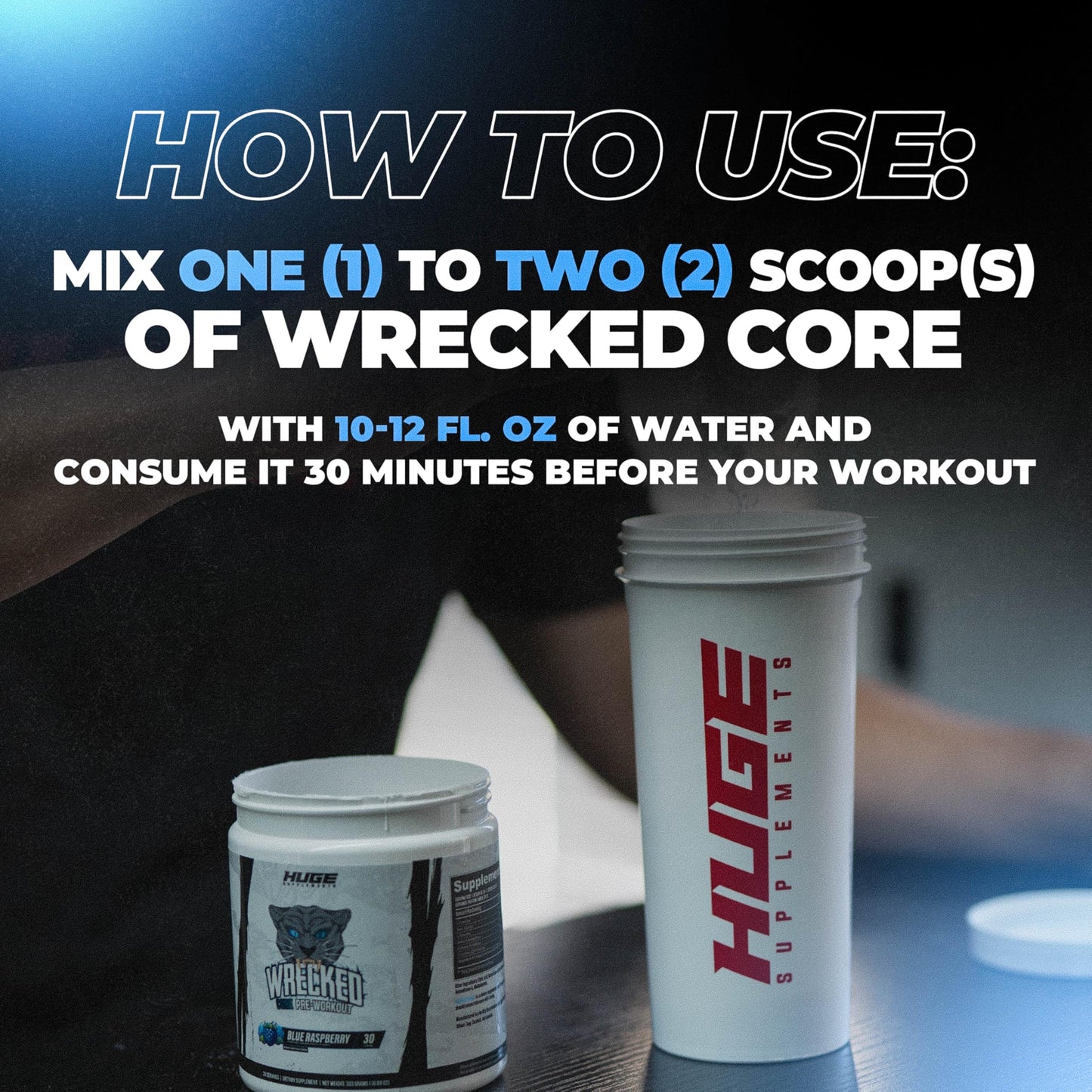 Huge Supplements Wrecked Core All-in-One Pre-Workout Powder, 30 Servings
