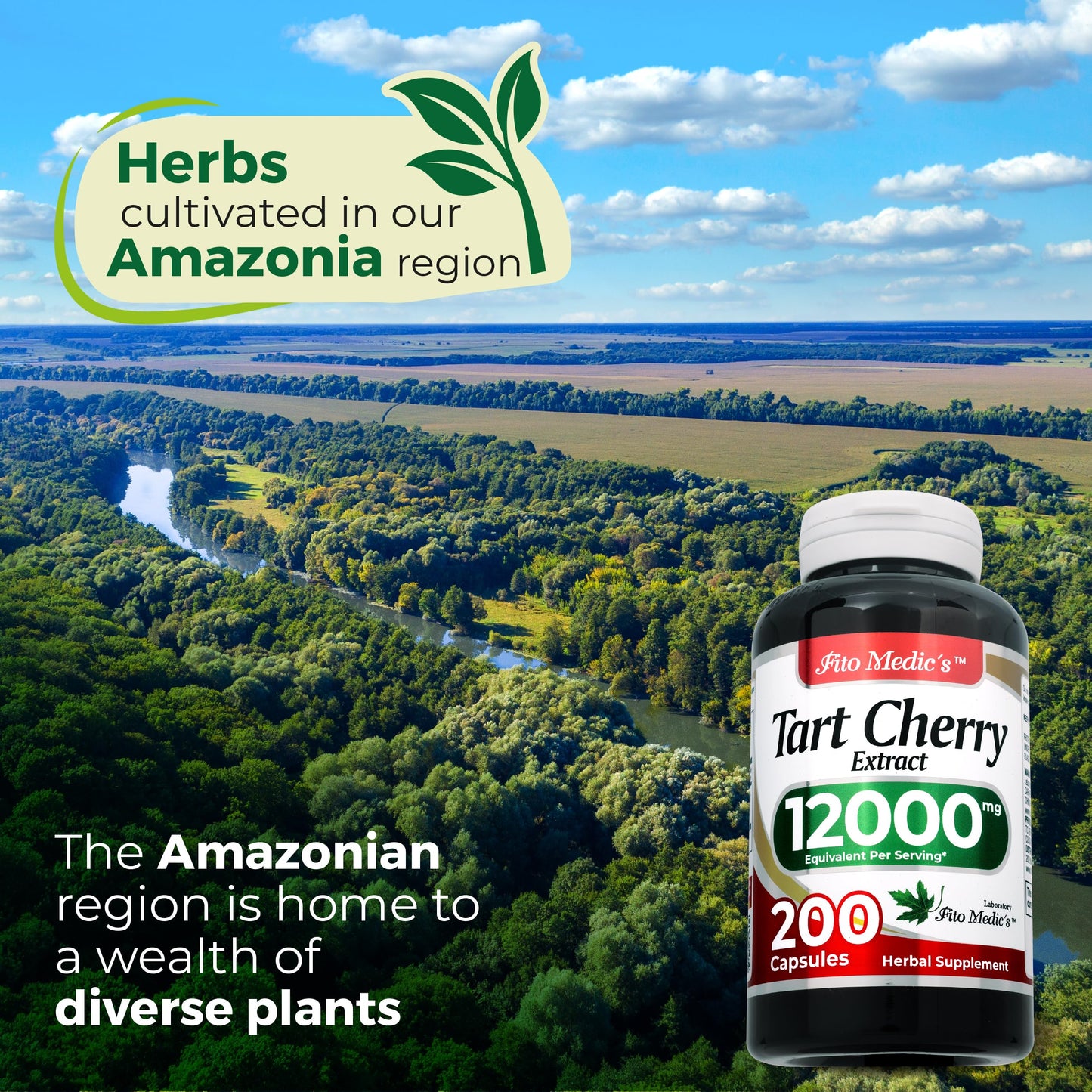 FITO MEDIC'S Lab Tart Cherry Extract Supplement, 200 Capsules