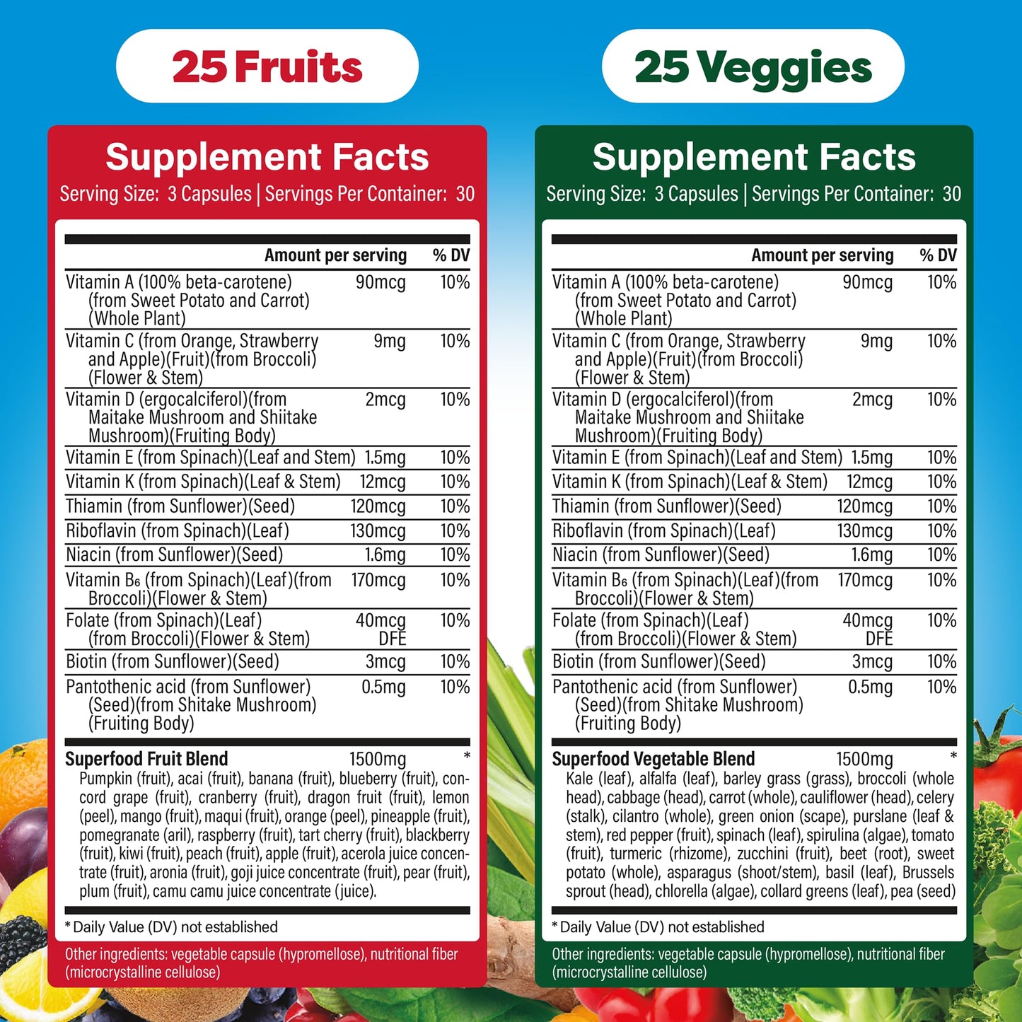 Dole Daily Fruits and Veggies Supplement Capsules, 180 Capsules