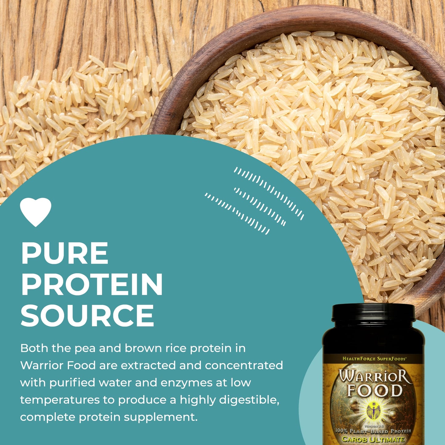 HealthForce SuperFoods Warrior Food Protein Powder Carob Flavor 1000 Grams