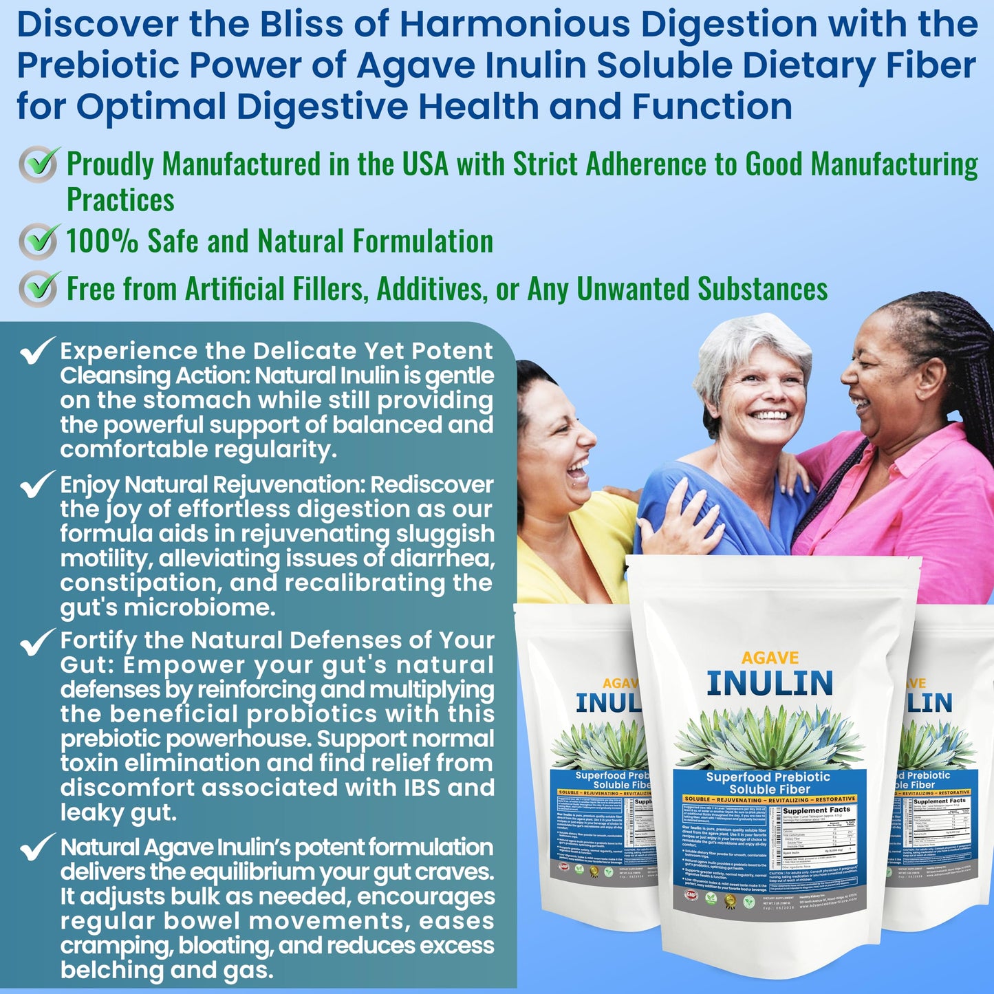 Kidney Restore Organic Inulin Powder, 16 oz, Prebiotic Soluble Fiber