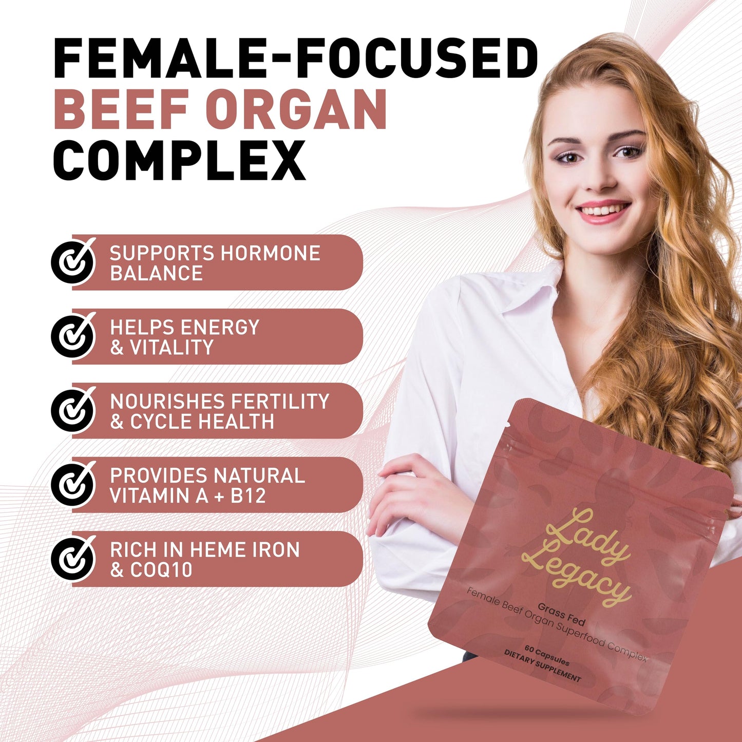 Lady Legacy Beef Organ Supplement for Women Capsules 60 Count