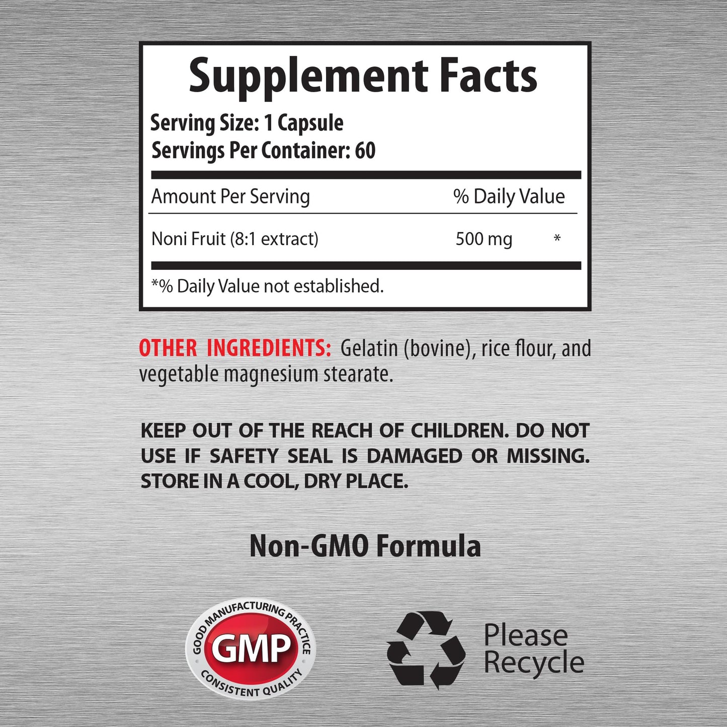 Health Solution Prime Organic Noni Leaf Extract 8:1 Concentrate 500mg Capsule, 180 Capsules