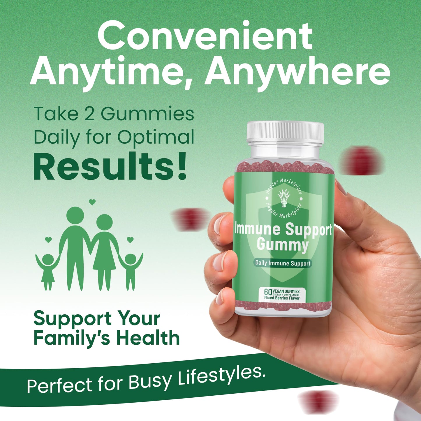 Haydar Marketplace Immune Boosters for Adults Gummies 60 Ct
