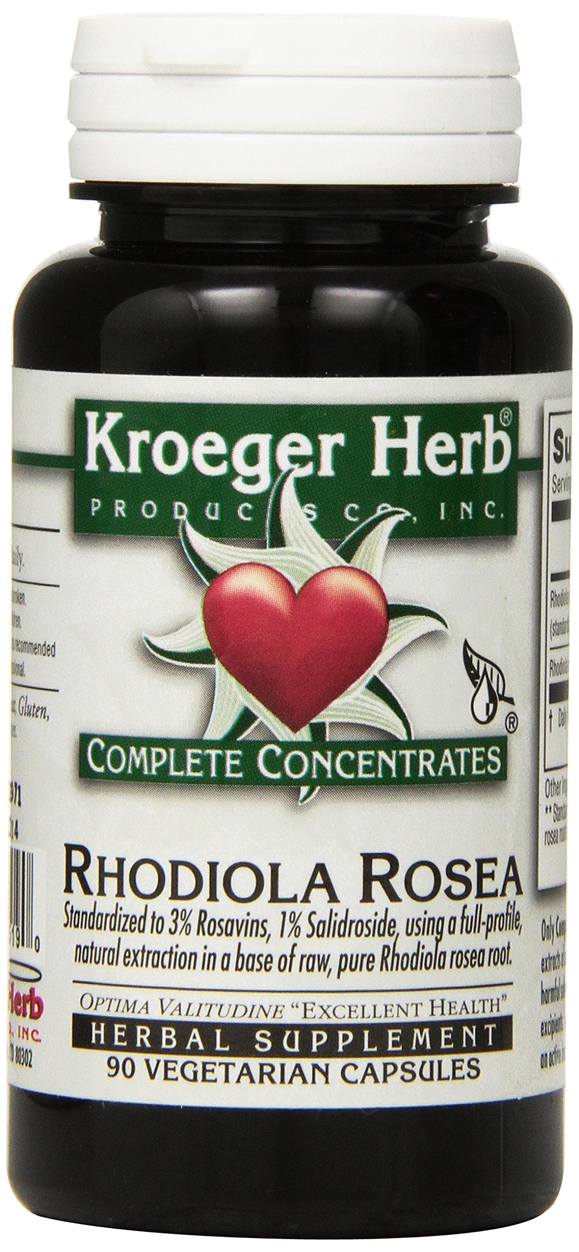 Kroeger Herb Products Rhodiola Rosea Capsule, 90 Count