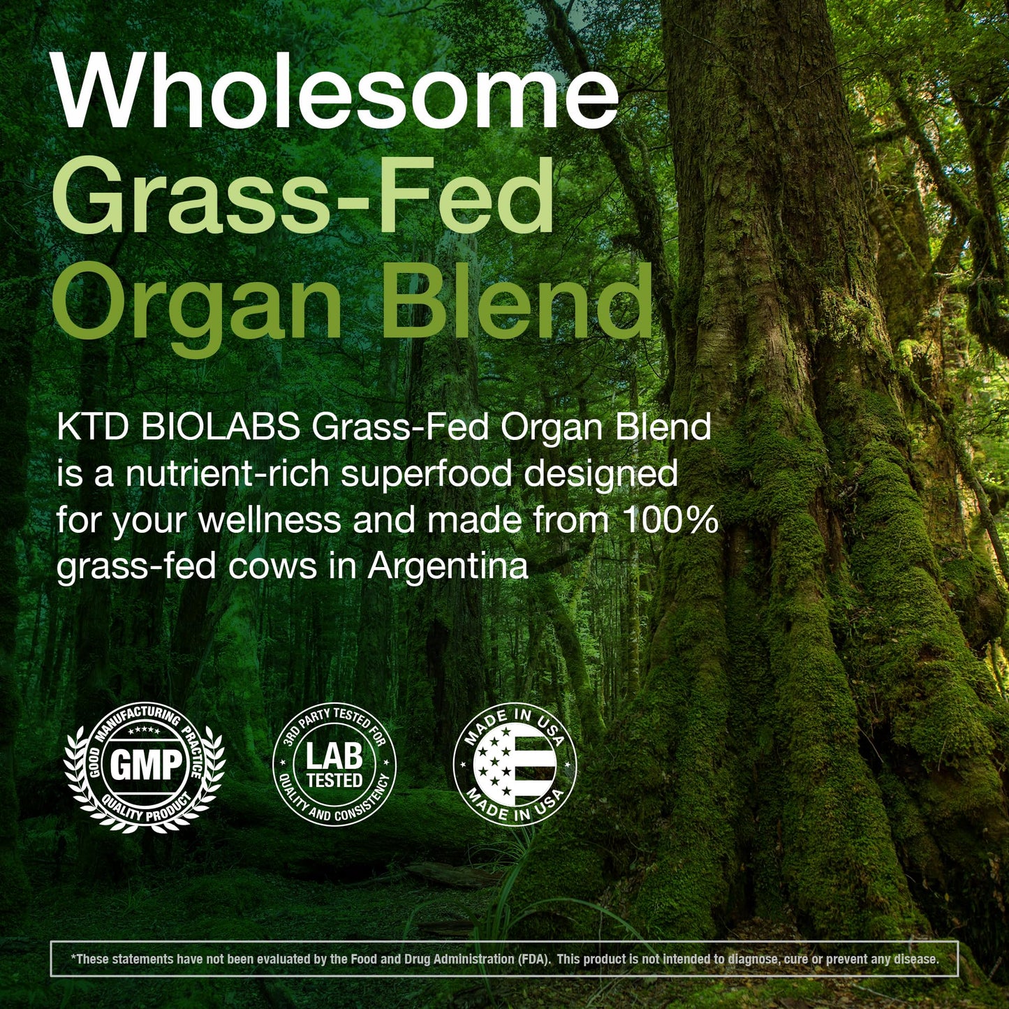 KTD BIOLABS Grass Fed Beef Organ Supplement Capsules 300