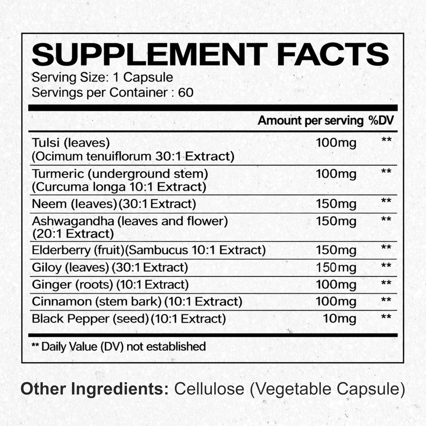 Pure Prana Immune Support Supplement – Elderberry & Giloy 10-Herb Blend 60 Capsules