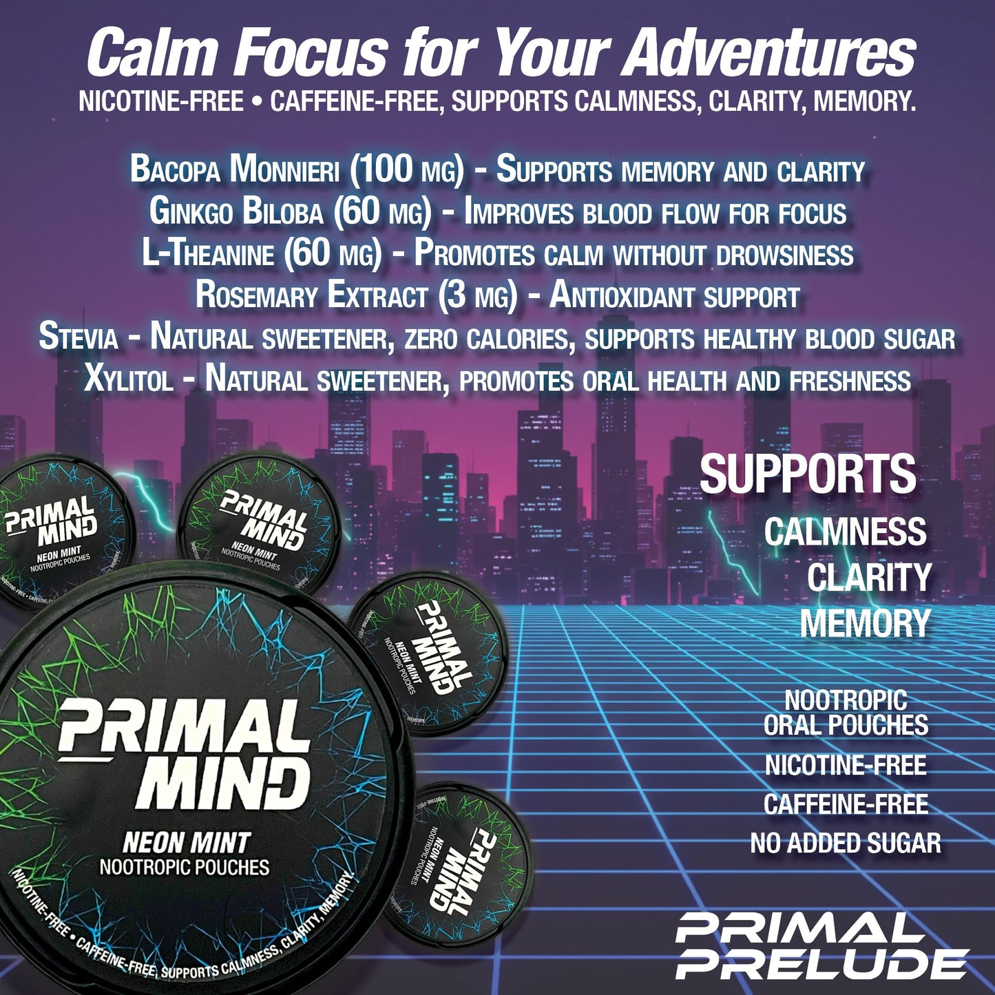 Primal Prelude Primal Mind Neon Mint Tablet 100 Tablets