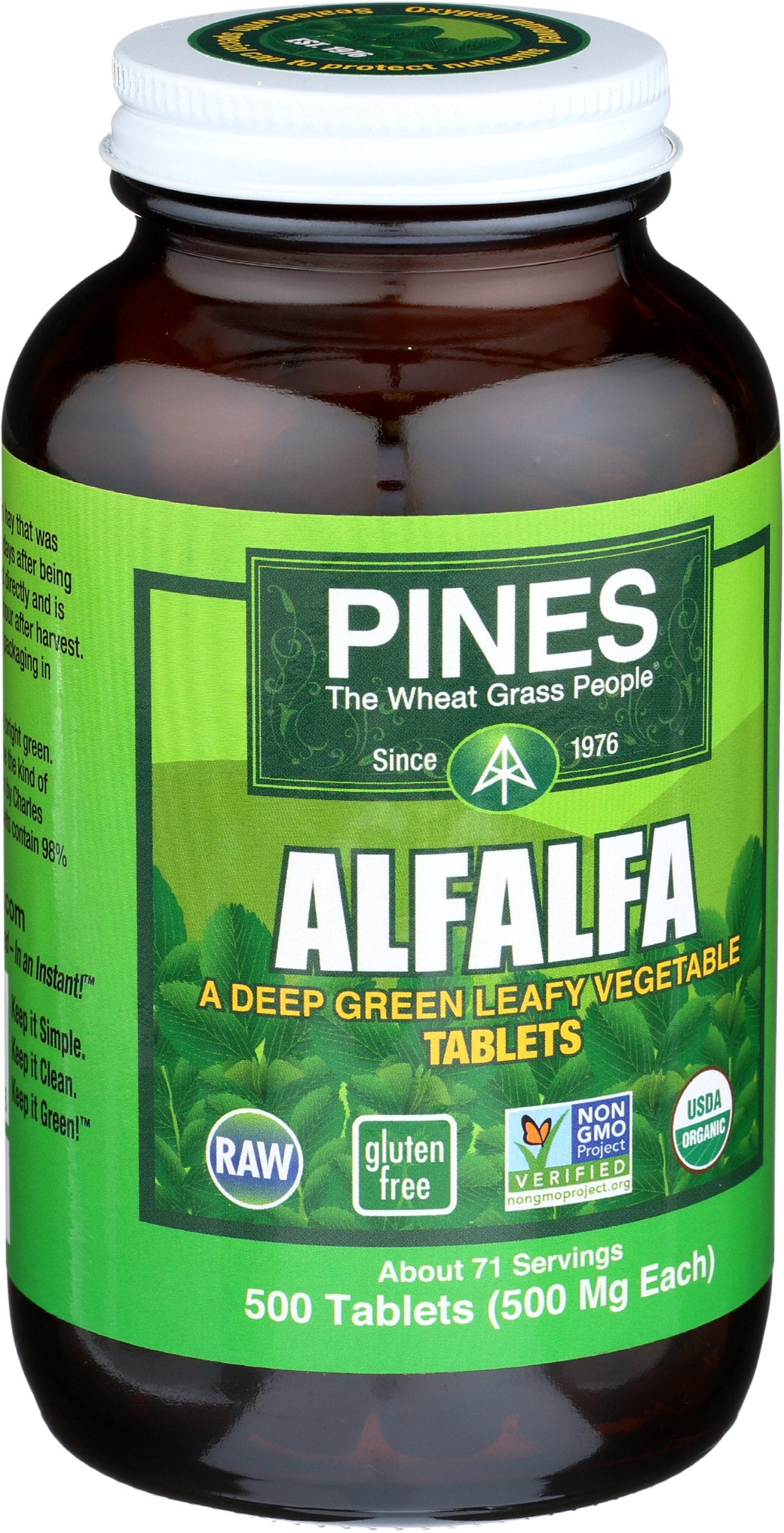 Pines Organic Alfalfa Tablets, 500 Count