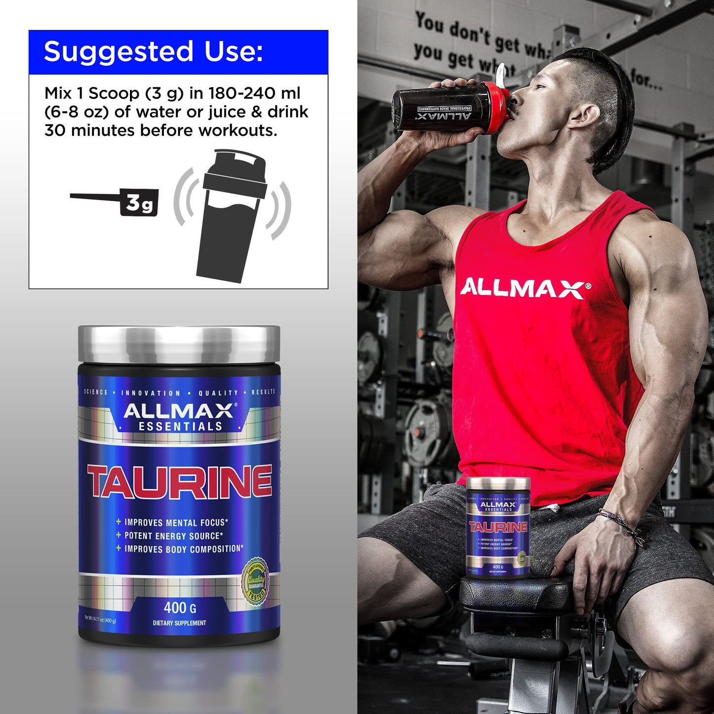 ALLMAX Essentials Taurine Powder 14.11 oz