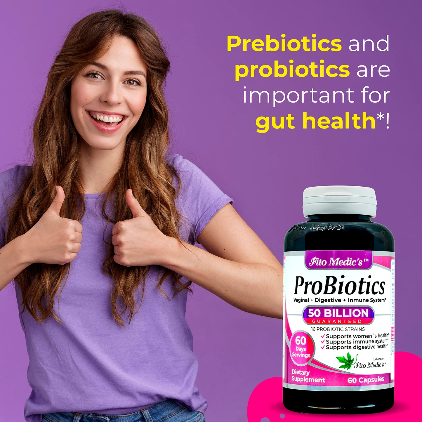 FITO MEDIC'S Lab Probiotic Supplement Capsule, 50 Billion CFU, 16 Strain Blend, 1 Count