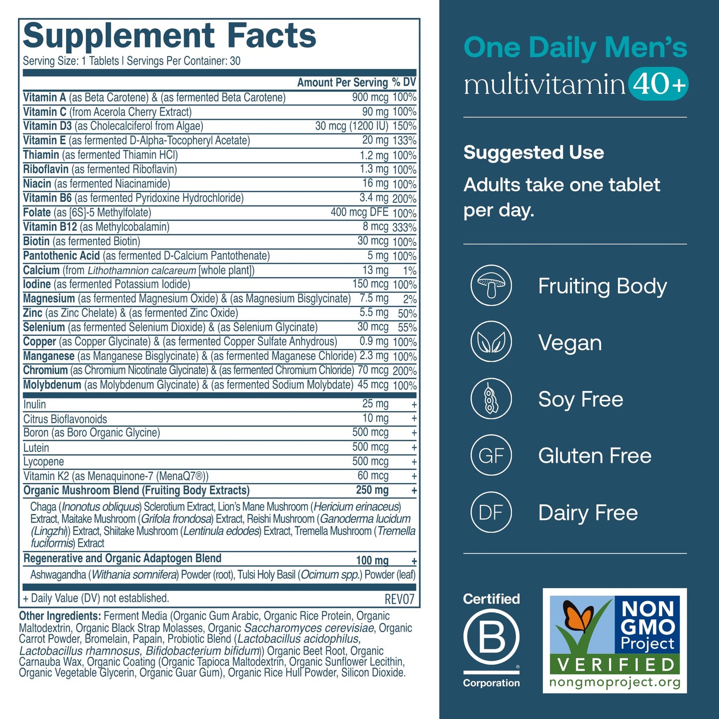 True Grace One Daily Men's Multivitamin 40+ & One Daily Women's Multivitamin 40+ (Tablets), Non-GMO, 60 Tablets