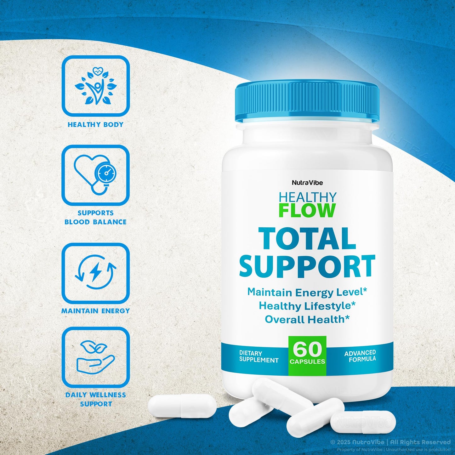 NutraVibe Healthy Flow Blood Support Capsules, 180 Capsules