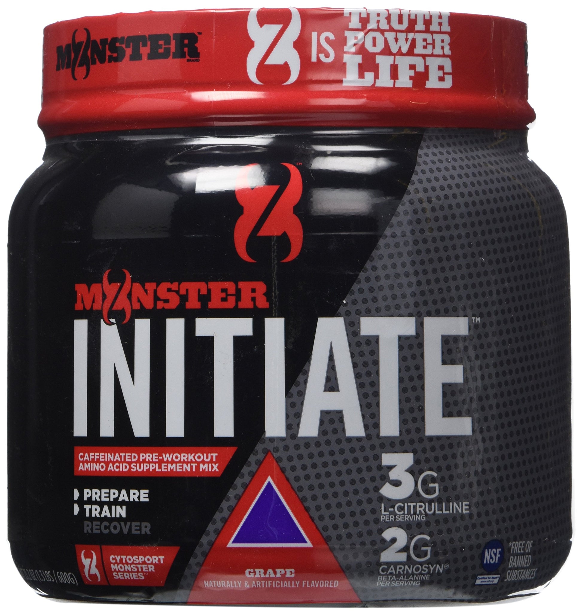 CYTOSPORT Monster Initiate Nutritional Drink, Pre Workout Powder, Grape Flavored, 600 Grams
