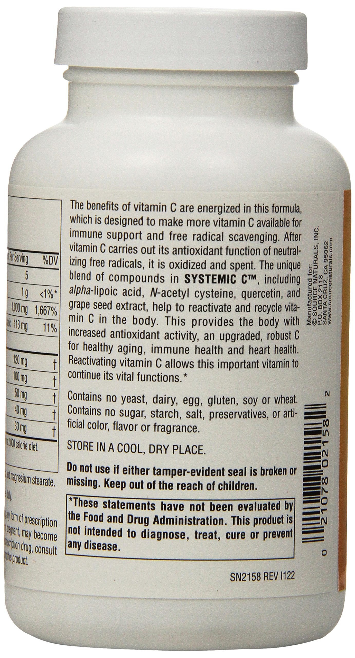 Source Naturals Systemic C 500mg Capsules, 120 Count
