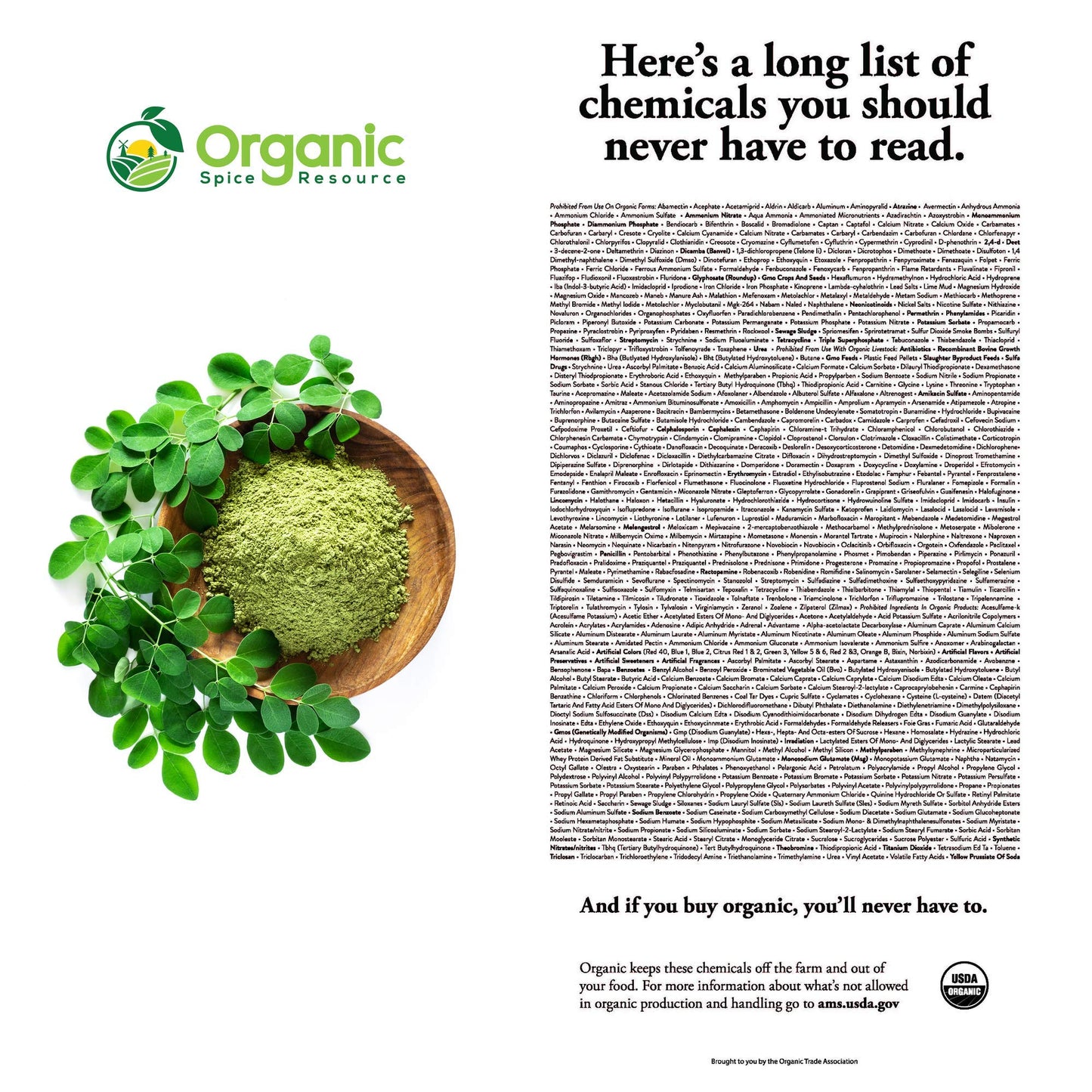 Organic Spice Resource Moringa Powder 8 oz