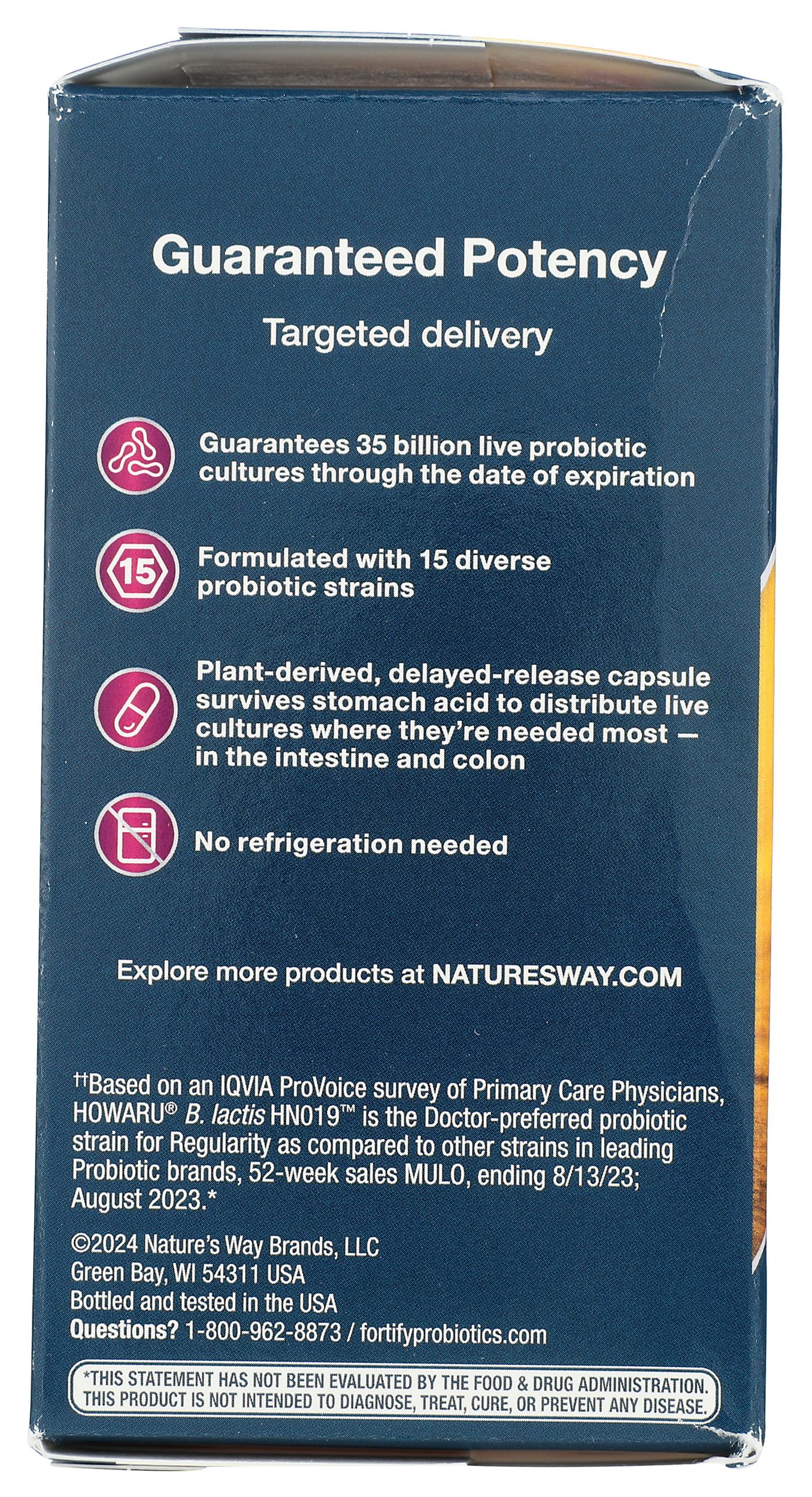 Nature's Way Fortify Optima Daily Probiotic, 35 Billion, 15 Strains, Prebiotic, 60 Capsules