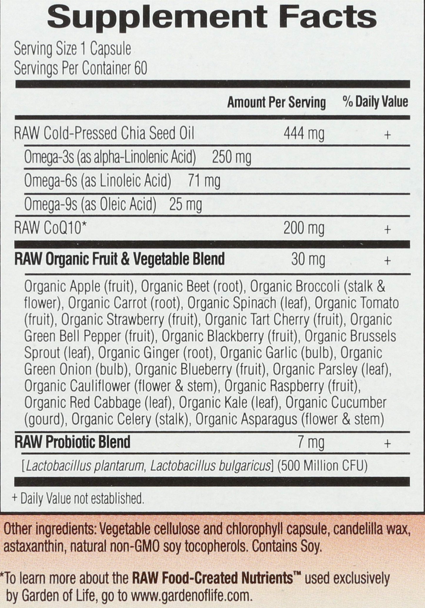Garden of Life Raw CoQ10 Capsules 60 Count
