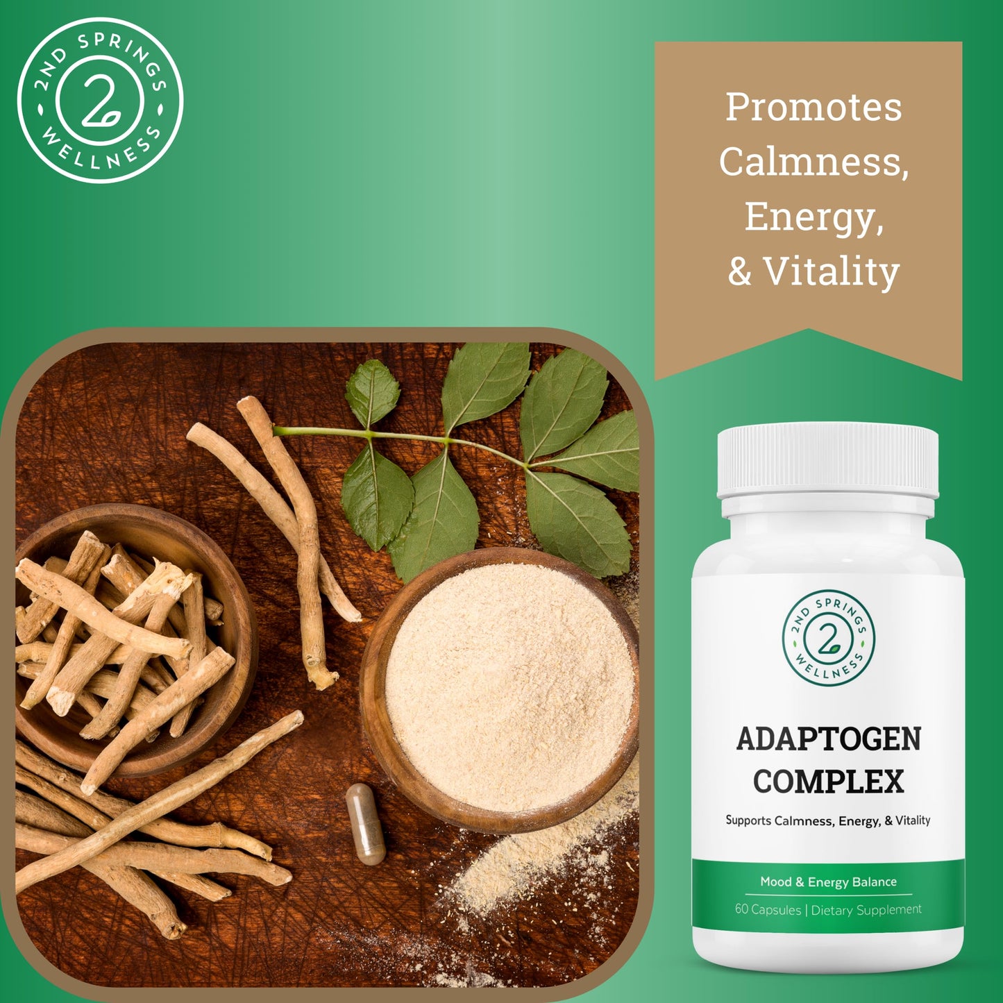 2nd Springs Adaptogen Complex & Vitamin D3+K2 Chewables Bundle, 2