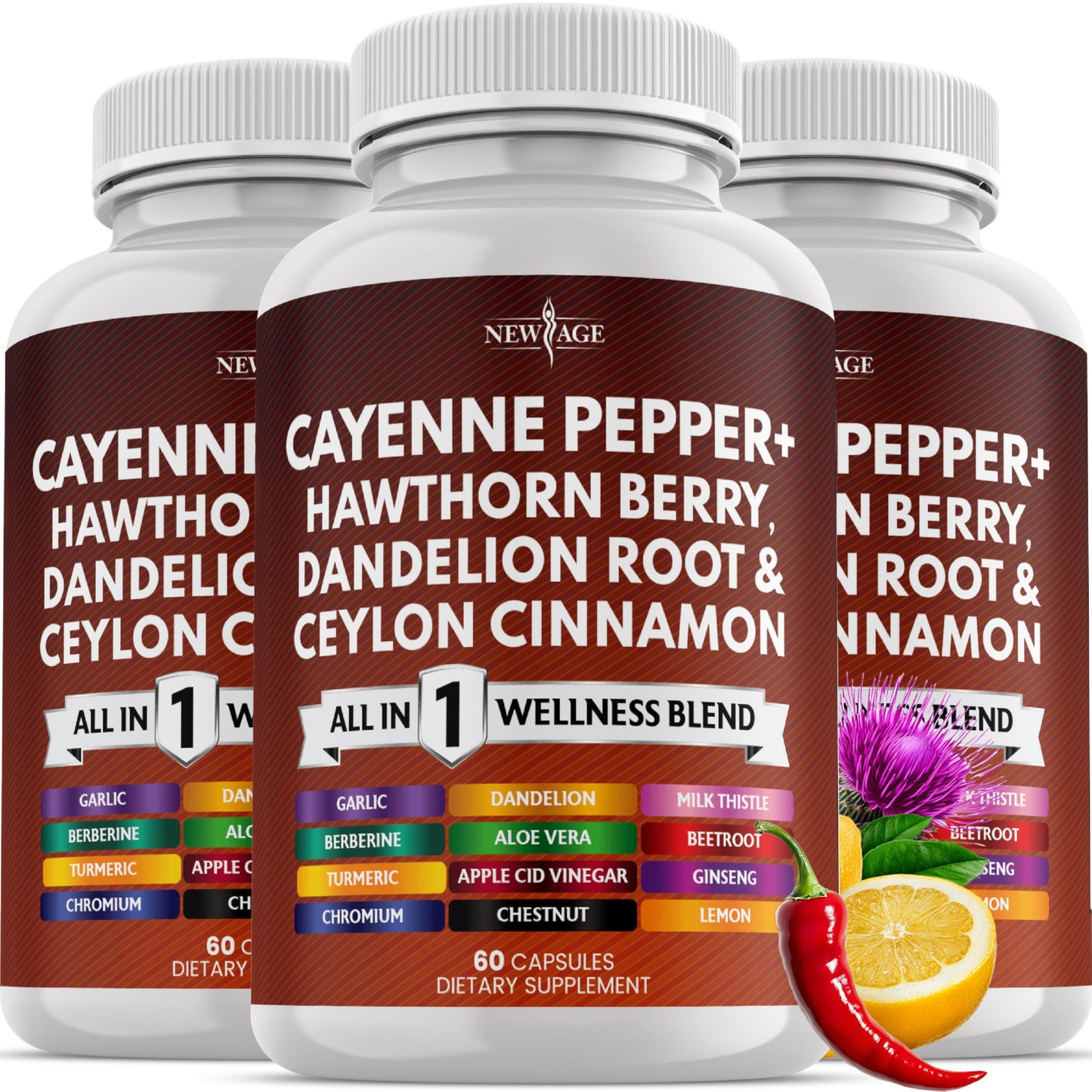 NEW AGE Cayenne Pepper Capsules, 180 Count